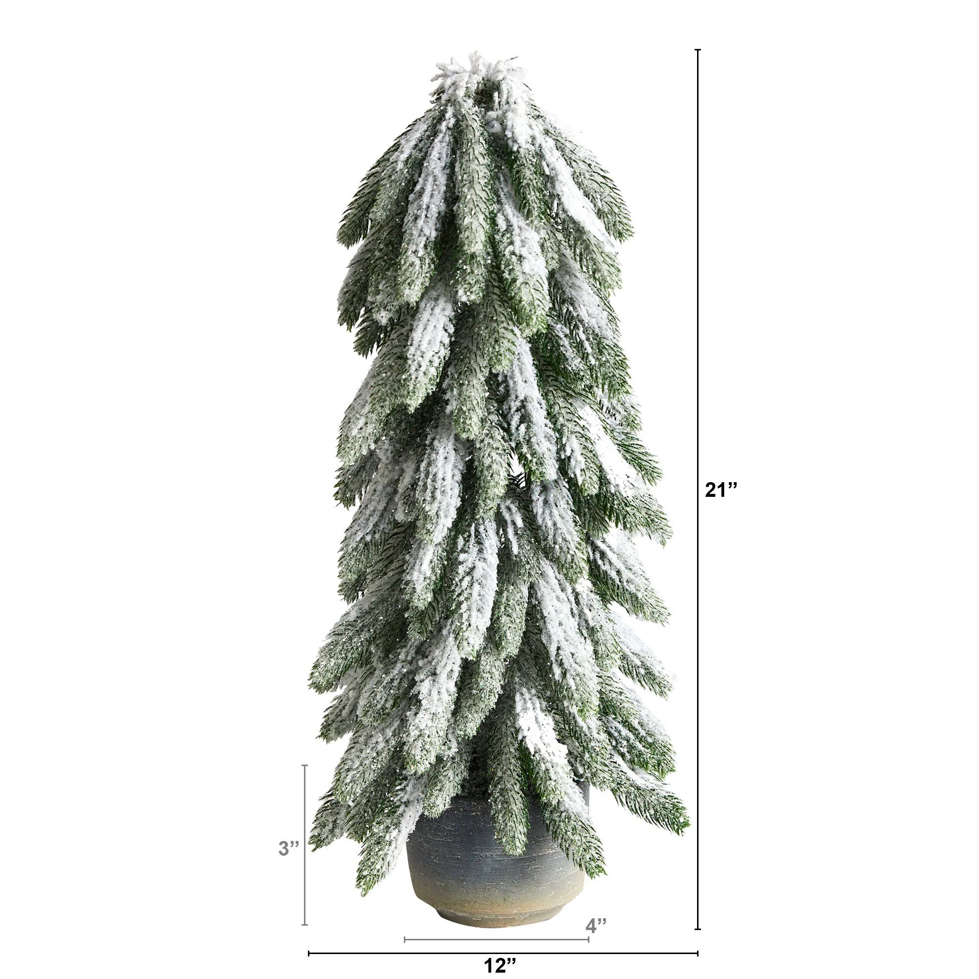 21” Flocked Artificial Christmas Tree in Decorative Planter - Image 2