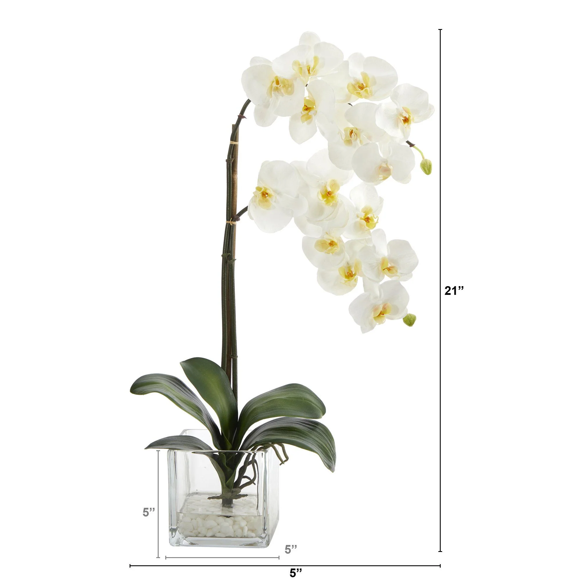 21” Phalaenopsis Orchid Artificial Arrangement in Glass Vase - Image 2