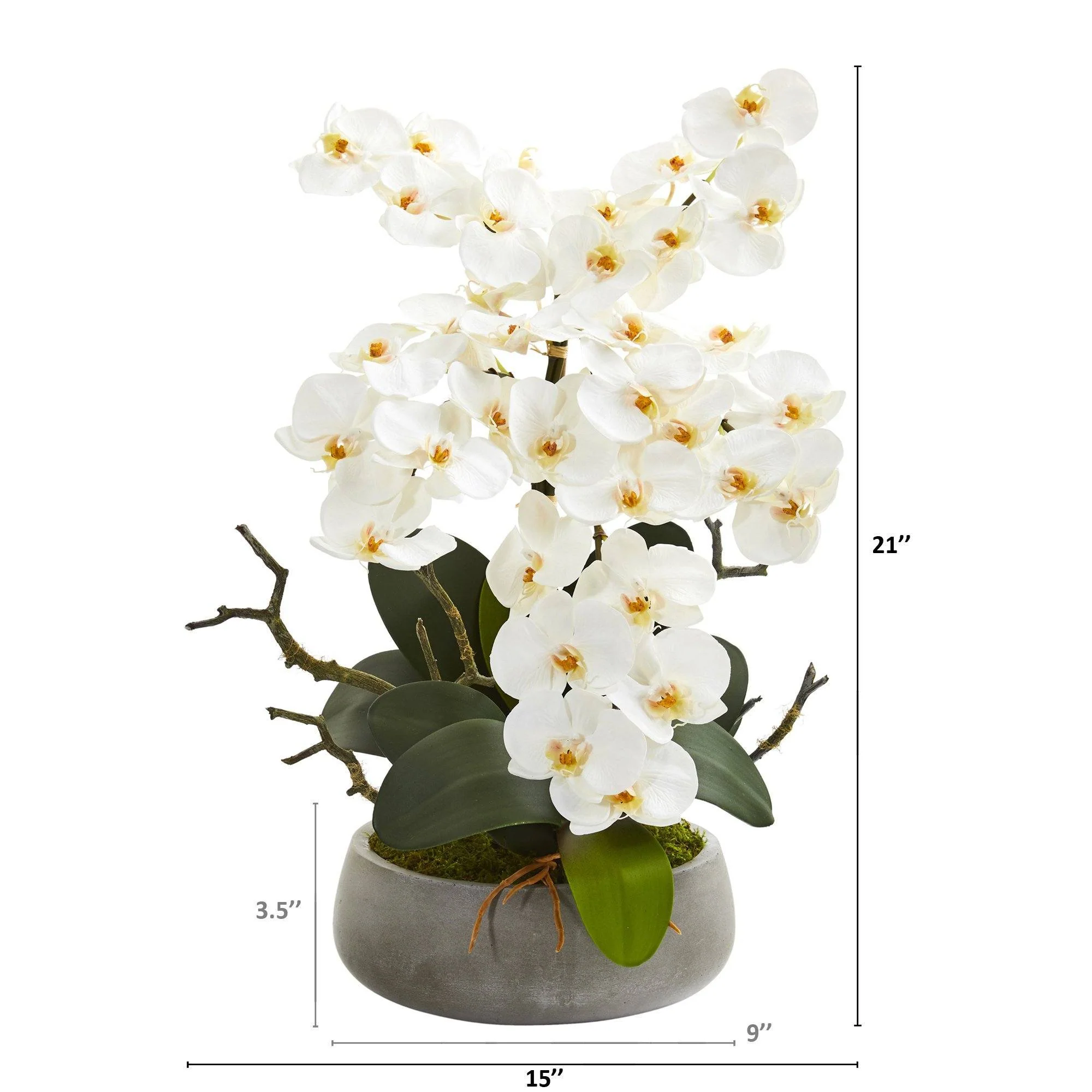 21” Phalaenopsis Orchid Artificial Arrangement in Gray Vase - Image 2