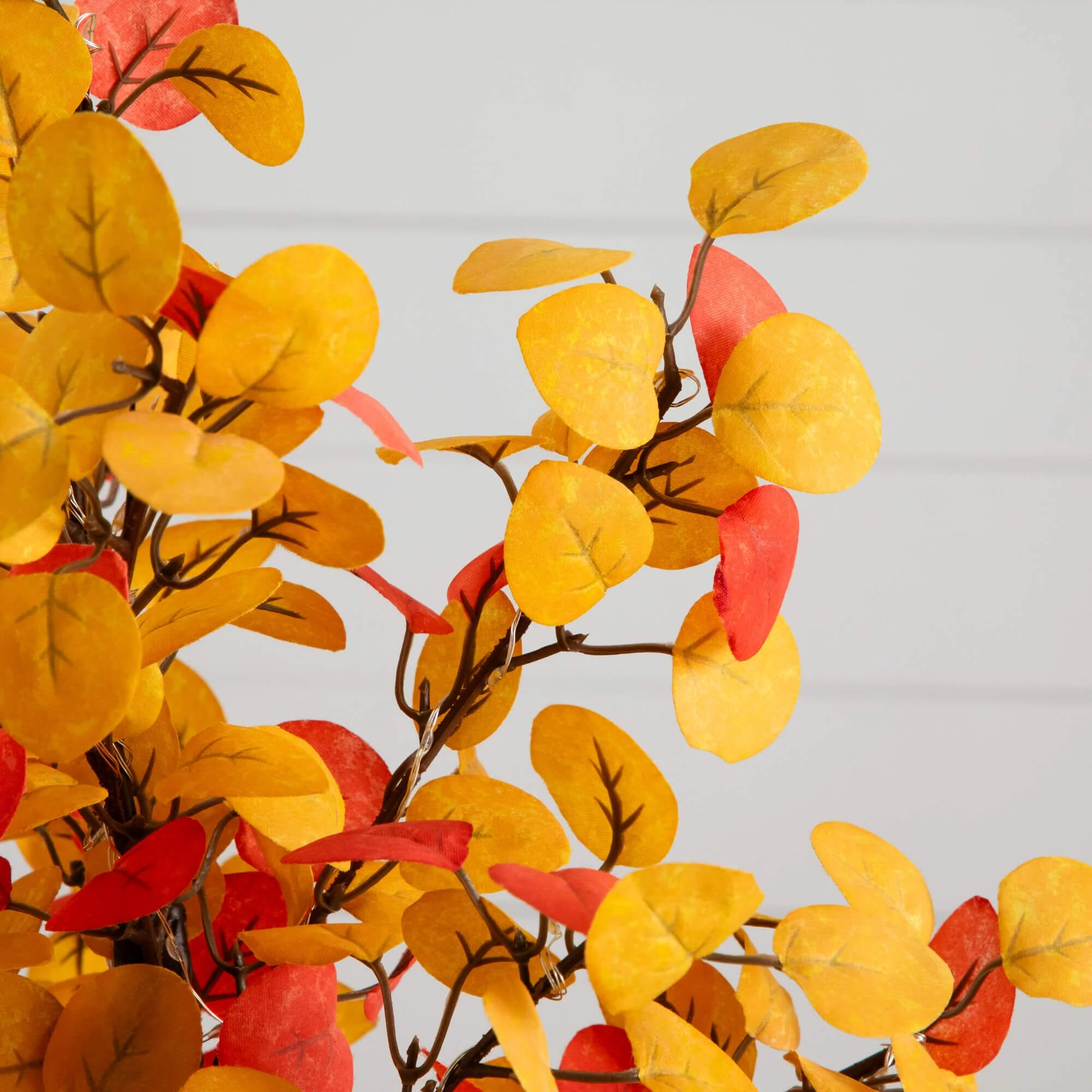 21" Pre-Lit Bright Autumn Eucalyptus Artificial Fall Tree with 50 Warm White LED Lights and Detachable Base - Image 5