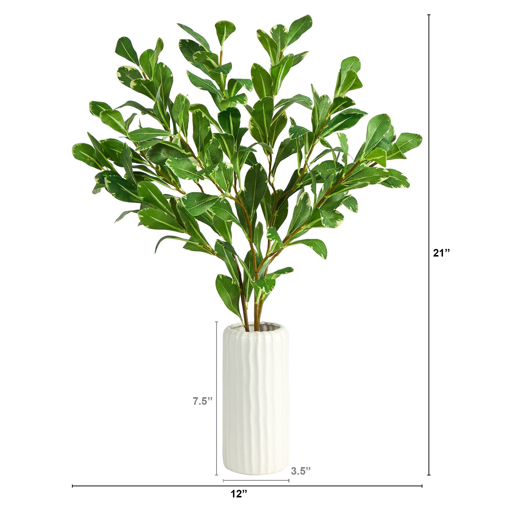 21” Salal Artificial Plant in White Planter - Image 2