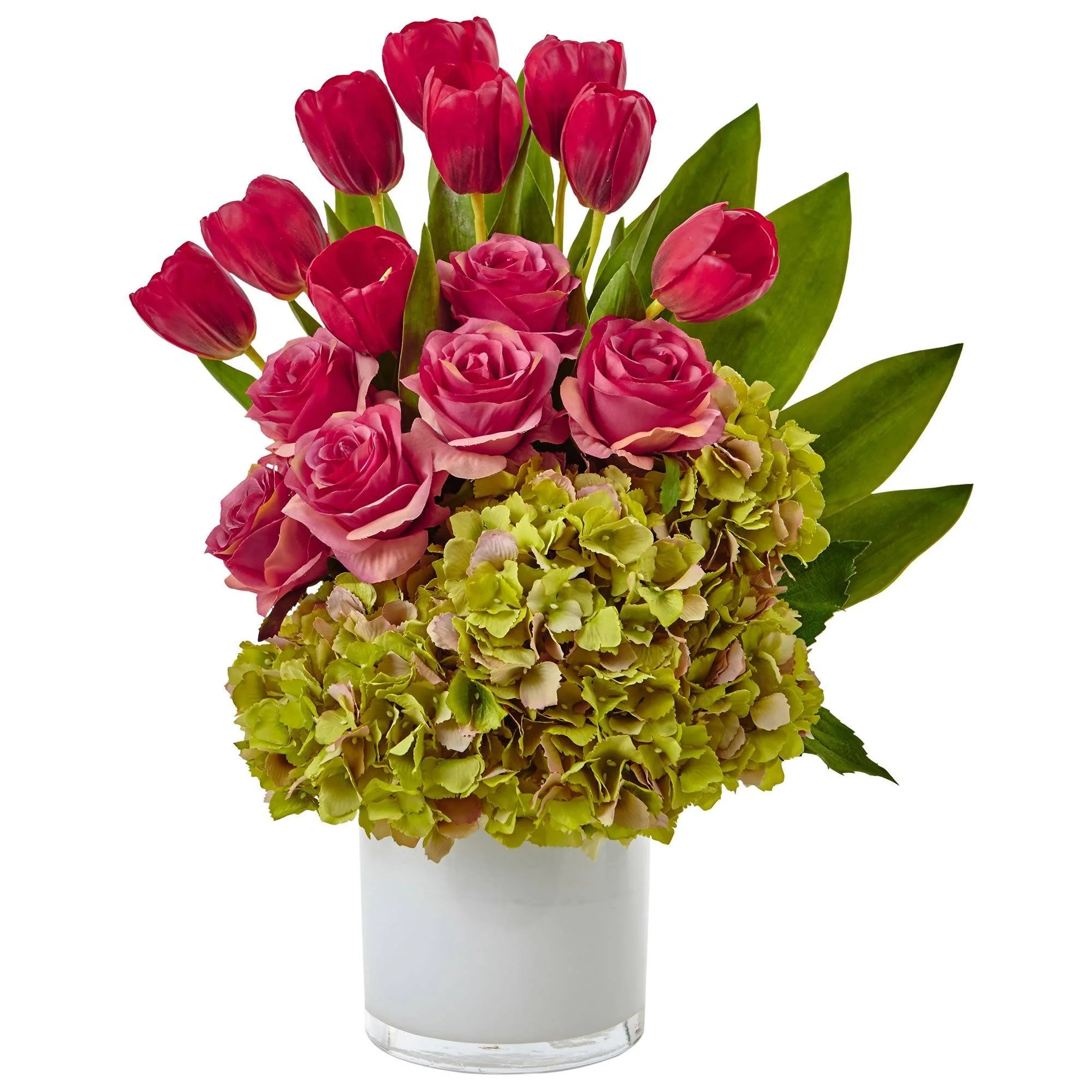 Tulip Rose & Hydrangea Arrangement - Image 3