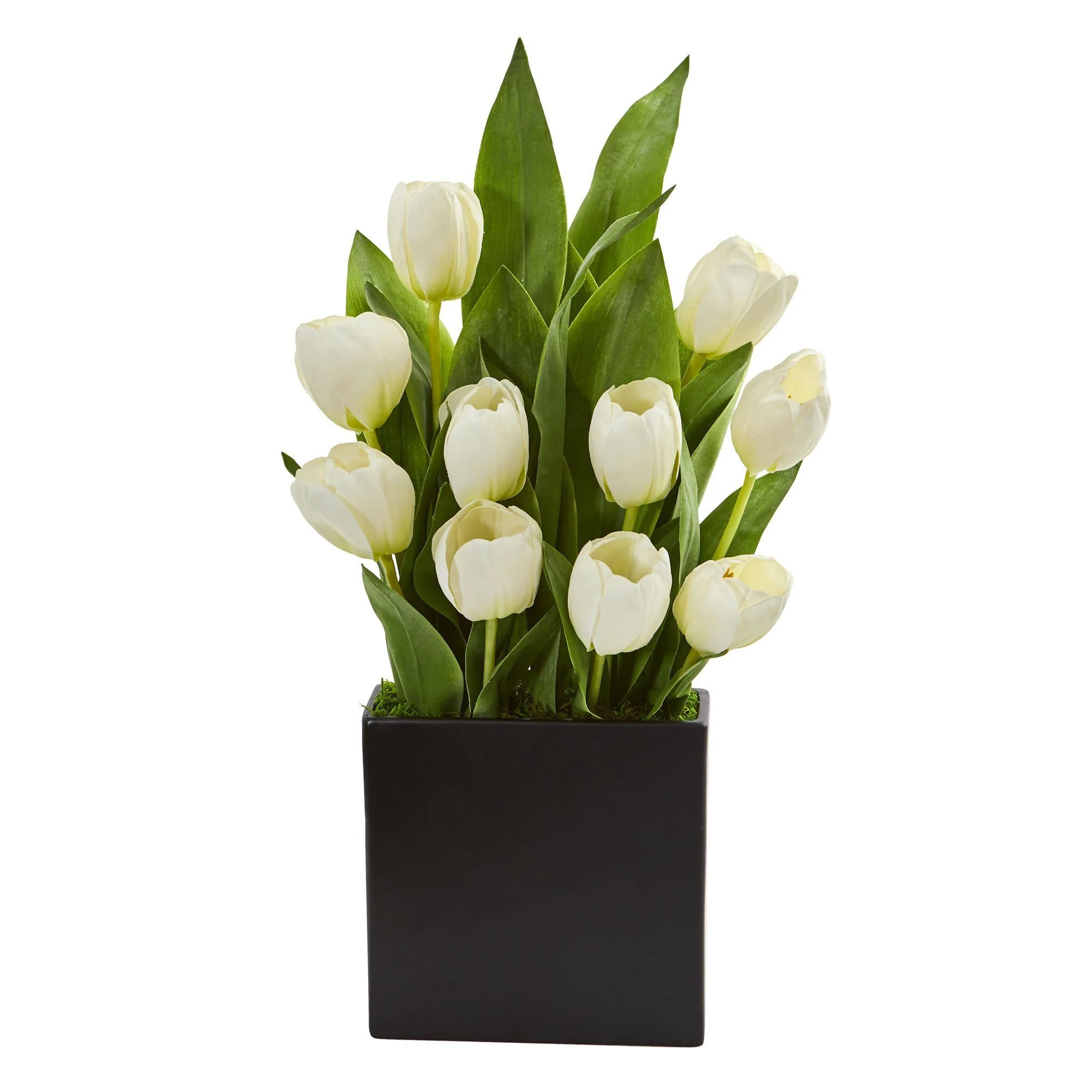 Tulips Artificial Arrangement in Black Vase - Image 3