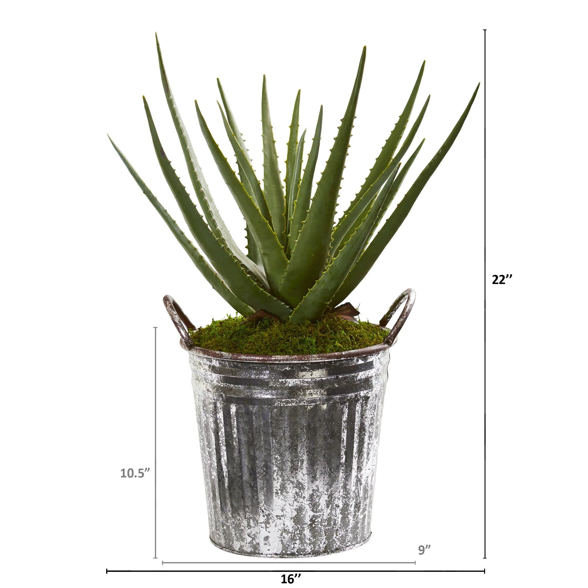 22” Aloe Artificial Plant in Vintage Metal Pail - Image 2