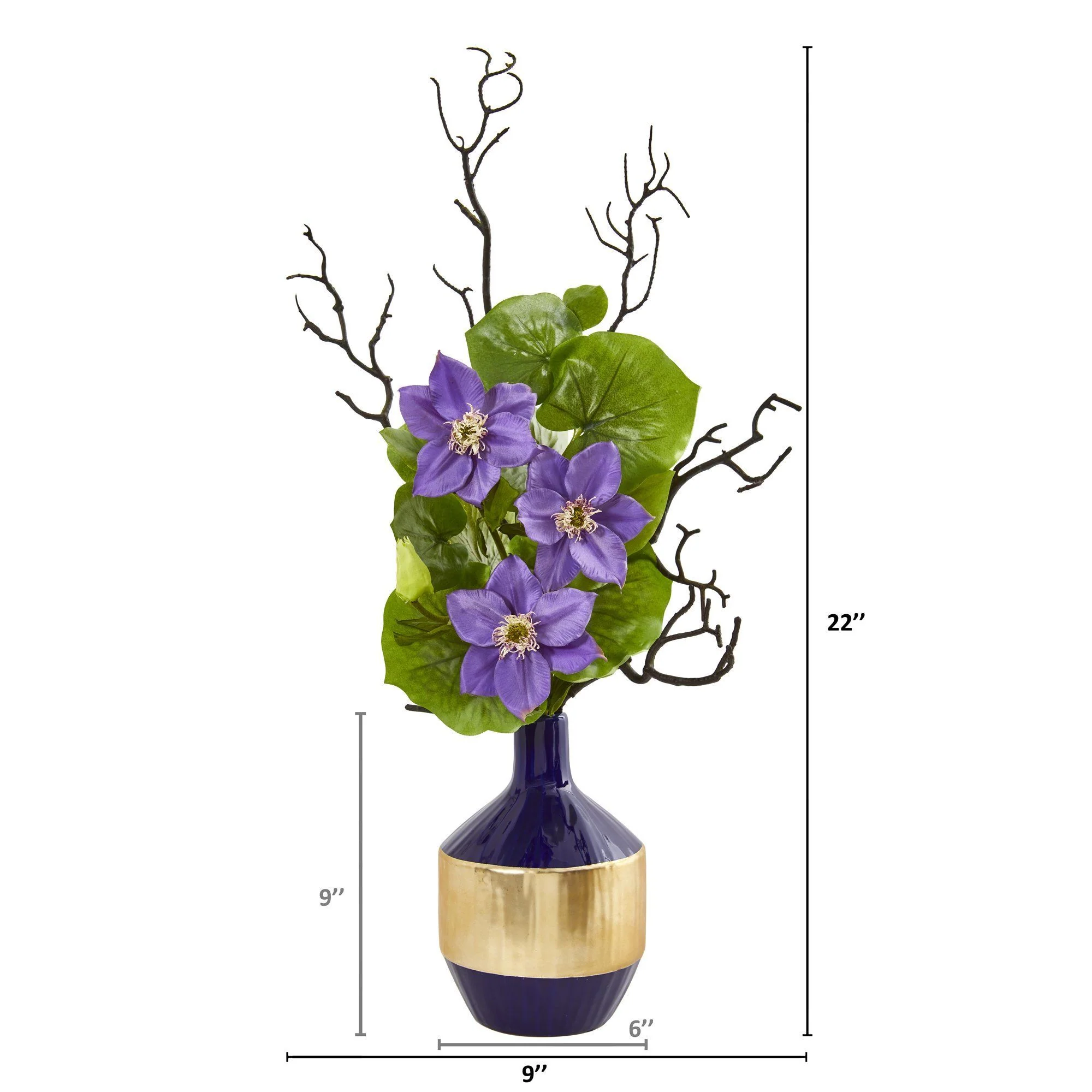 22” Anemone and Lotus Leaf Artificial Arrangement in Vase - Image 2