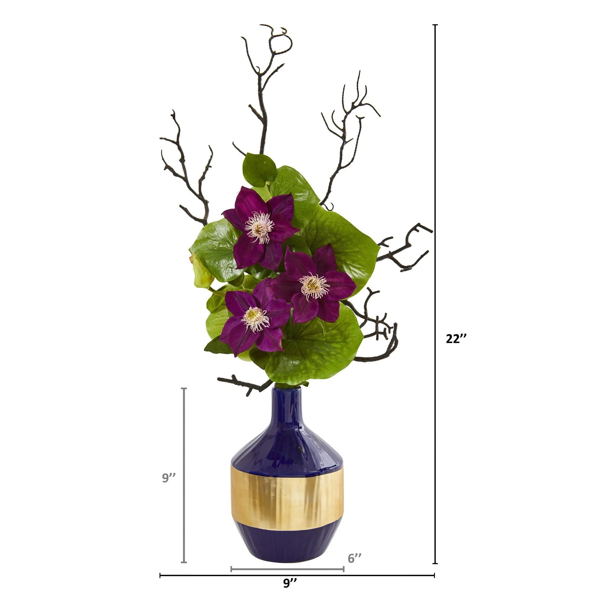 22” Anemone and Lotus Leaf Artificial Arrangement in Vase - Image 6