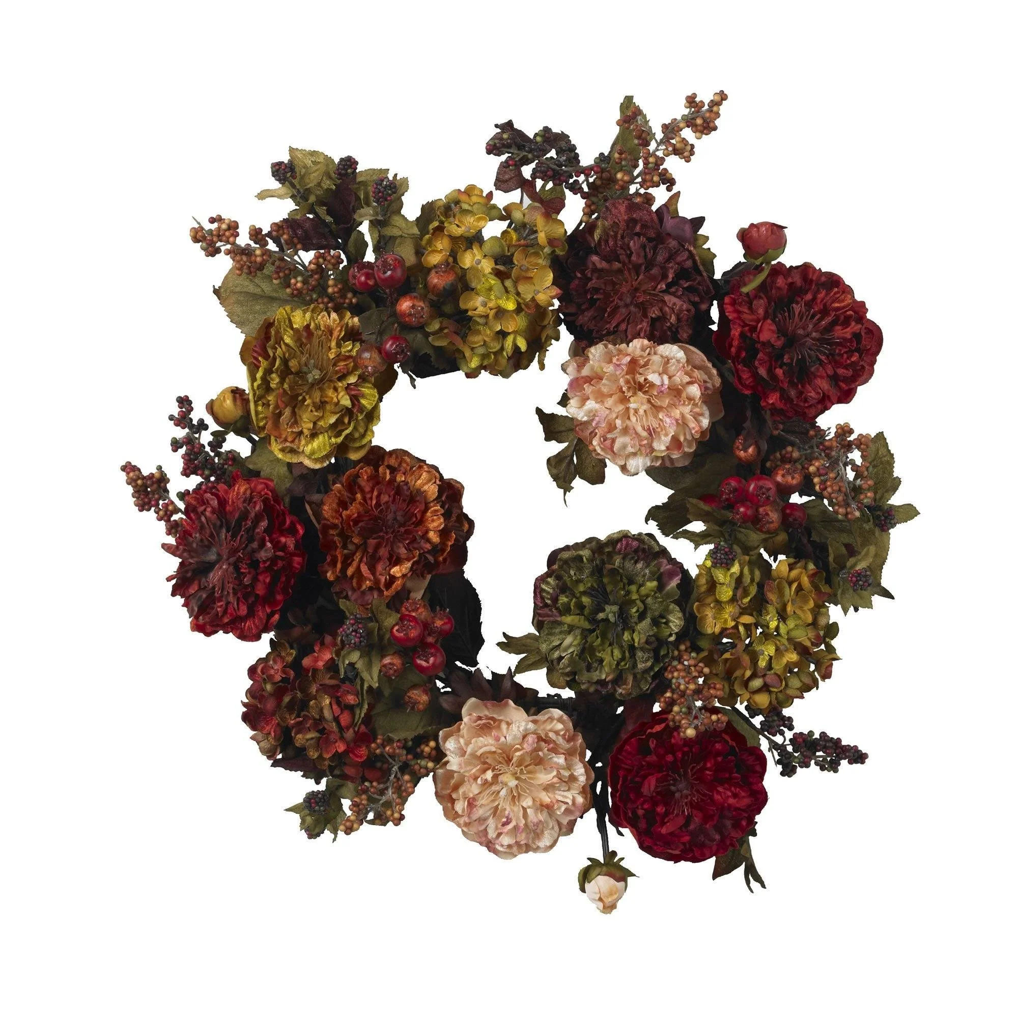 22" Autumn Hydrangea Peony Wreath - Image 4