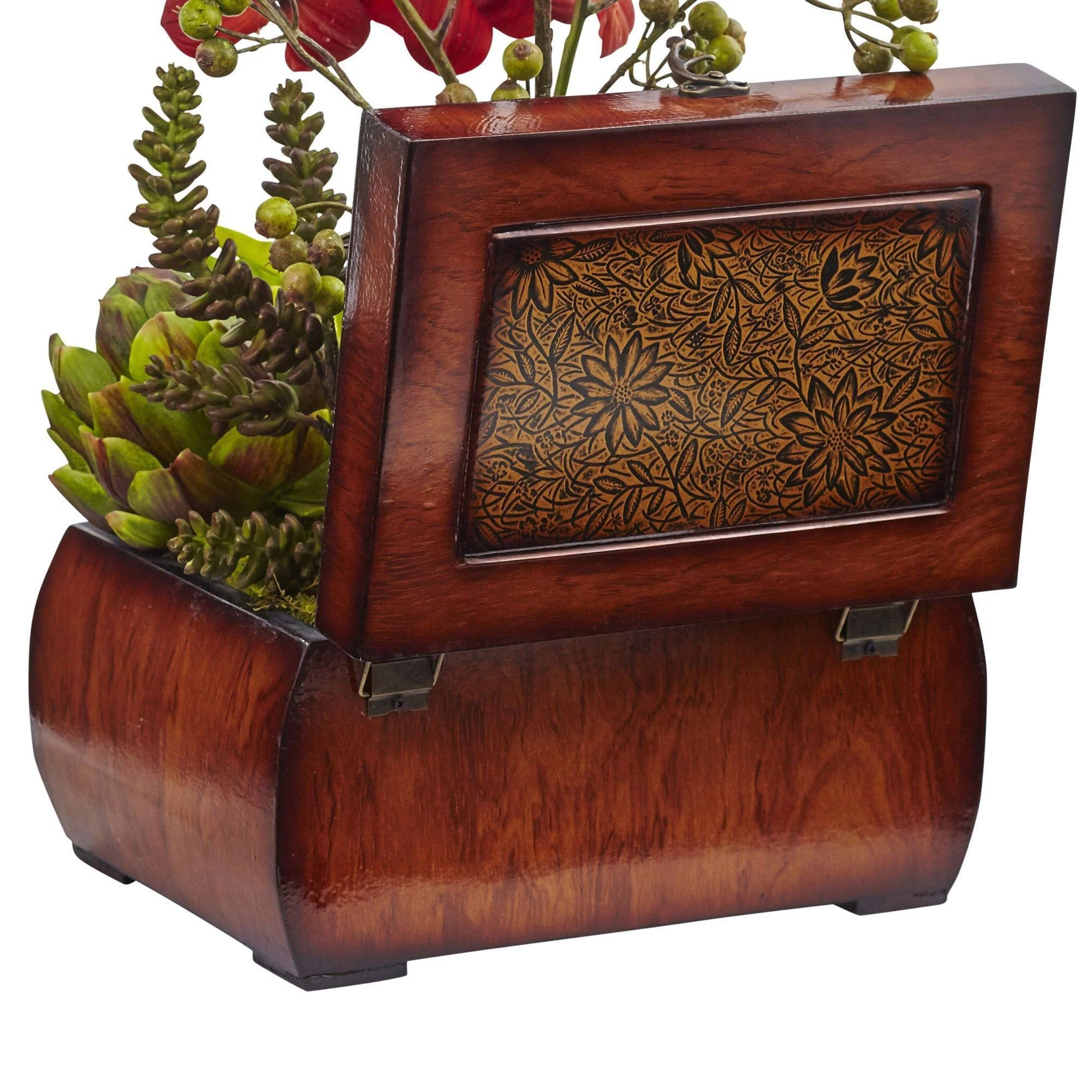 Autumn Orchid & Succulent Arrangement w/Chest - Image 2
