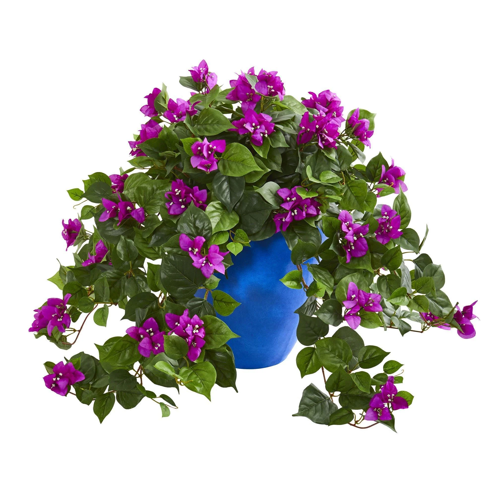 Bougainvillea Artificial Plant in Blue Planter - Image 2