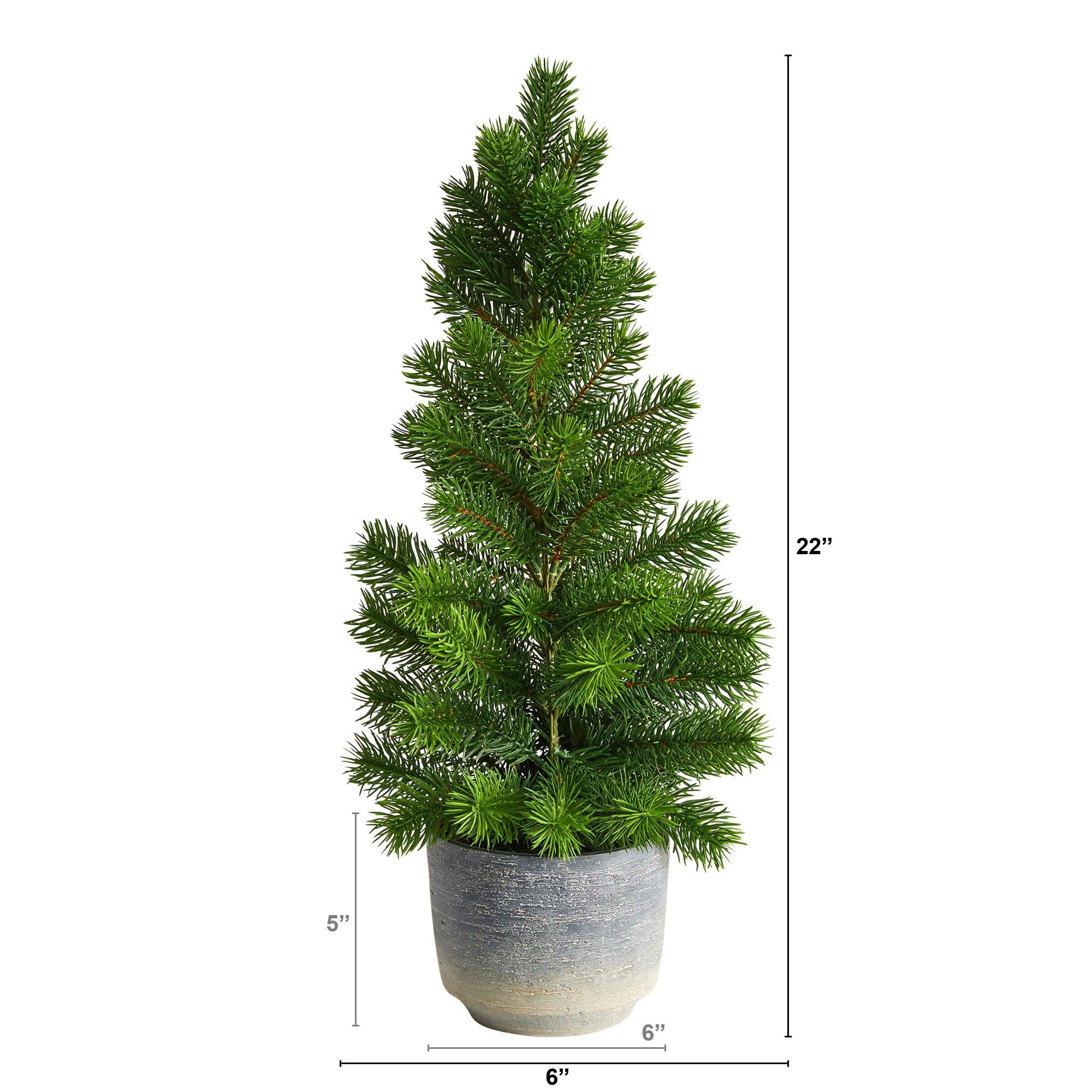 22” Artificial Pine Christmas Tree in Decorative Planter - Image 2