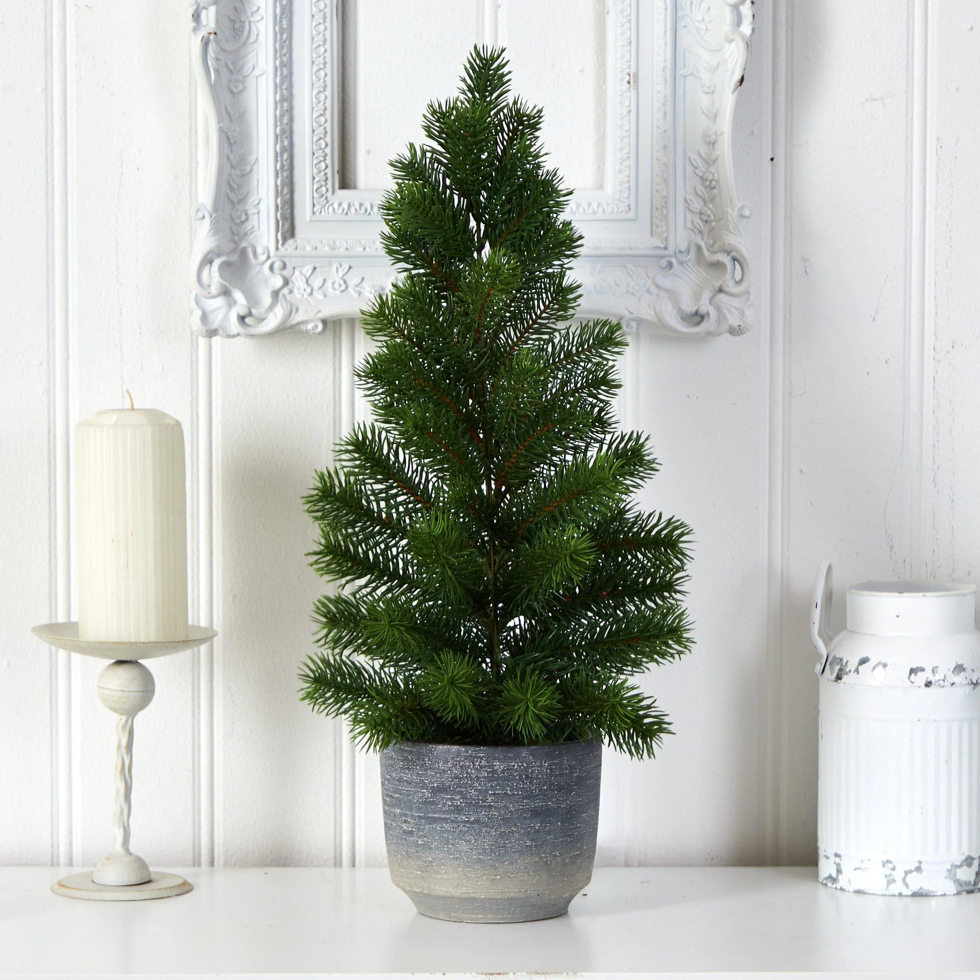 22” Artificial Pine Christmas Tree in Decorative Planter - Image 3