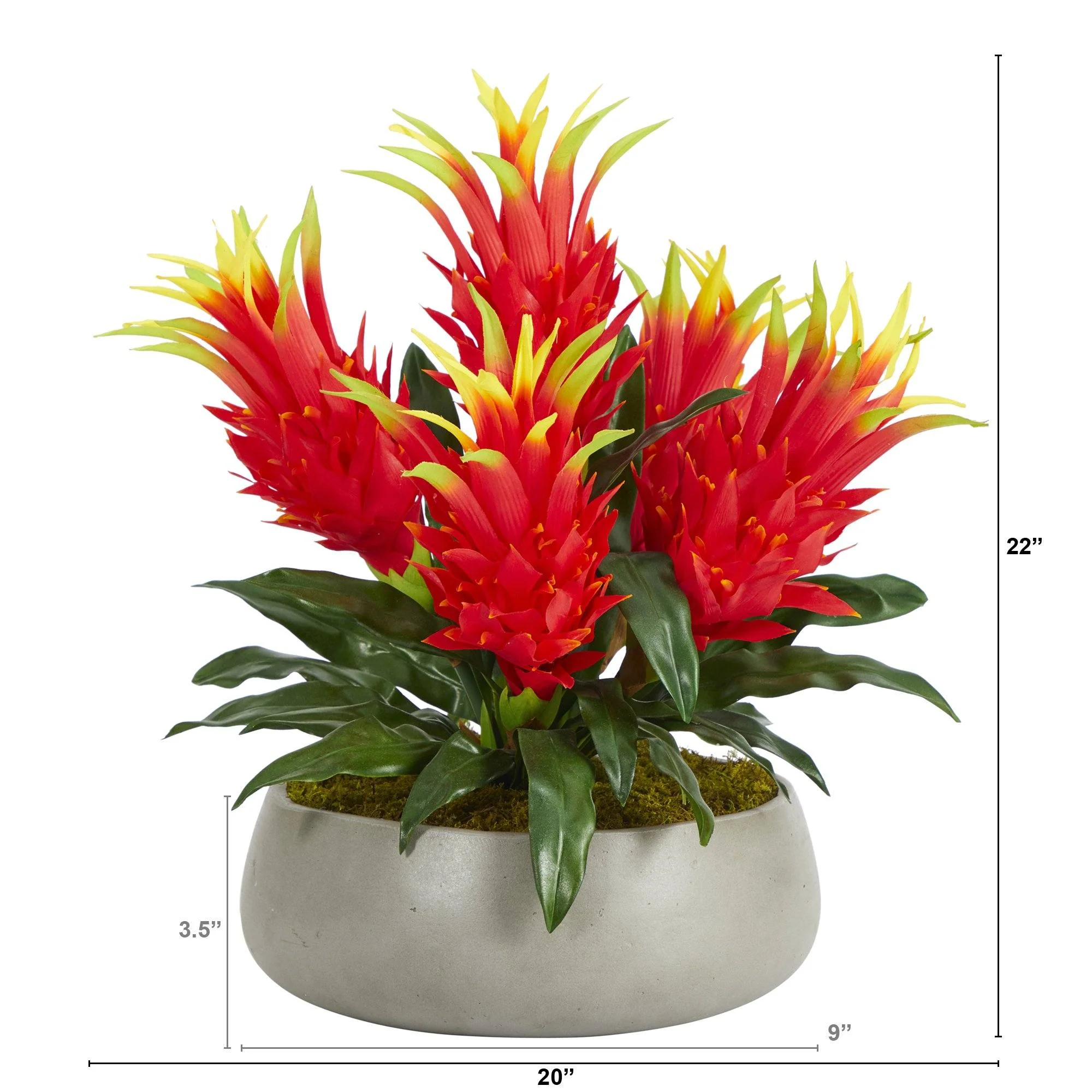 22” Dragon Fruit Artificial Plant in Gray Garden Vase - Image 2