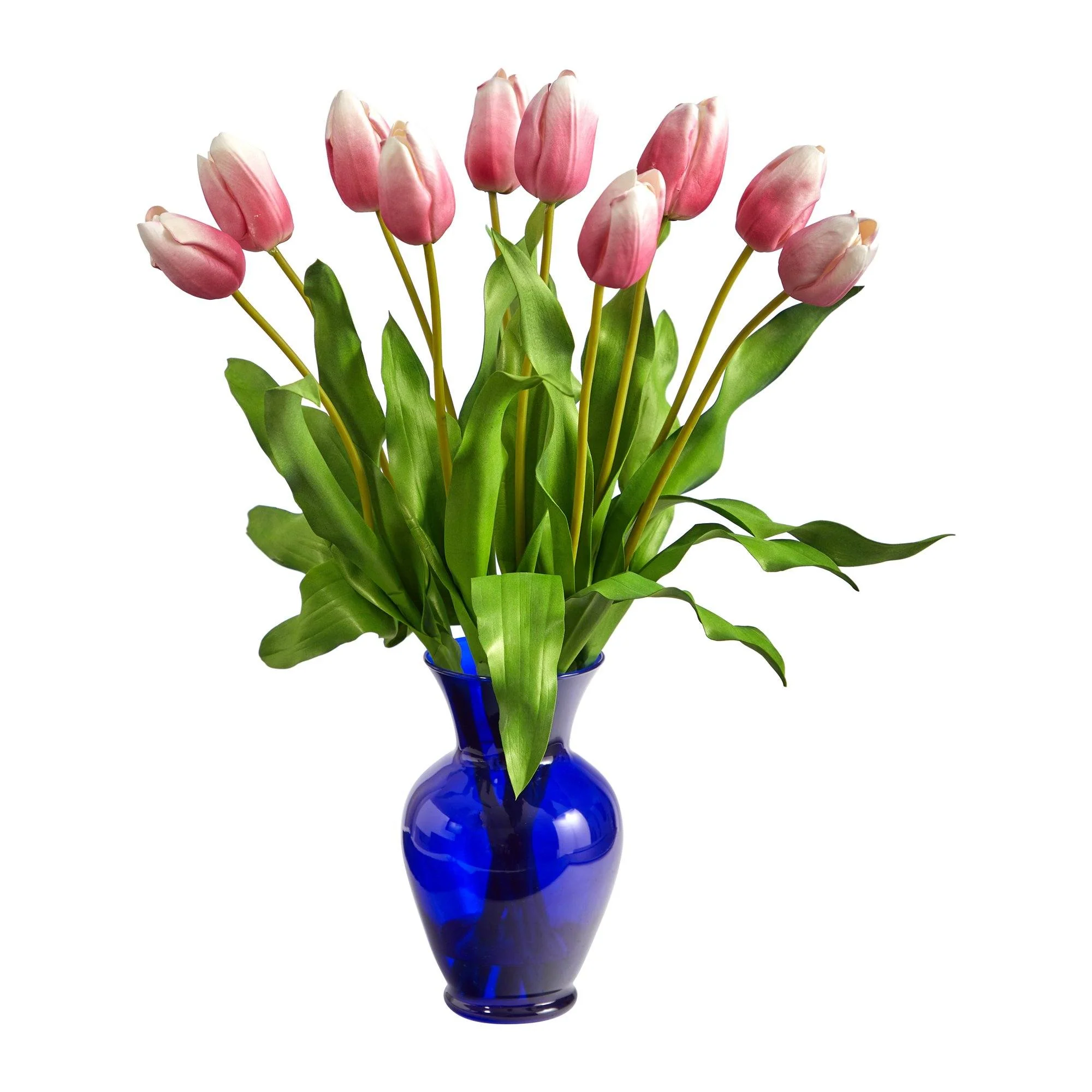 22” Dutch Tulip Artificial Arrangement in Blue Colored Vase - Image 5