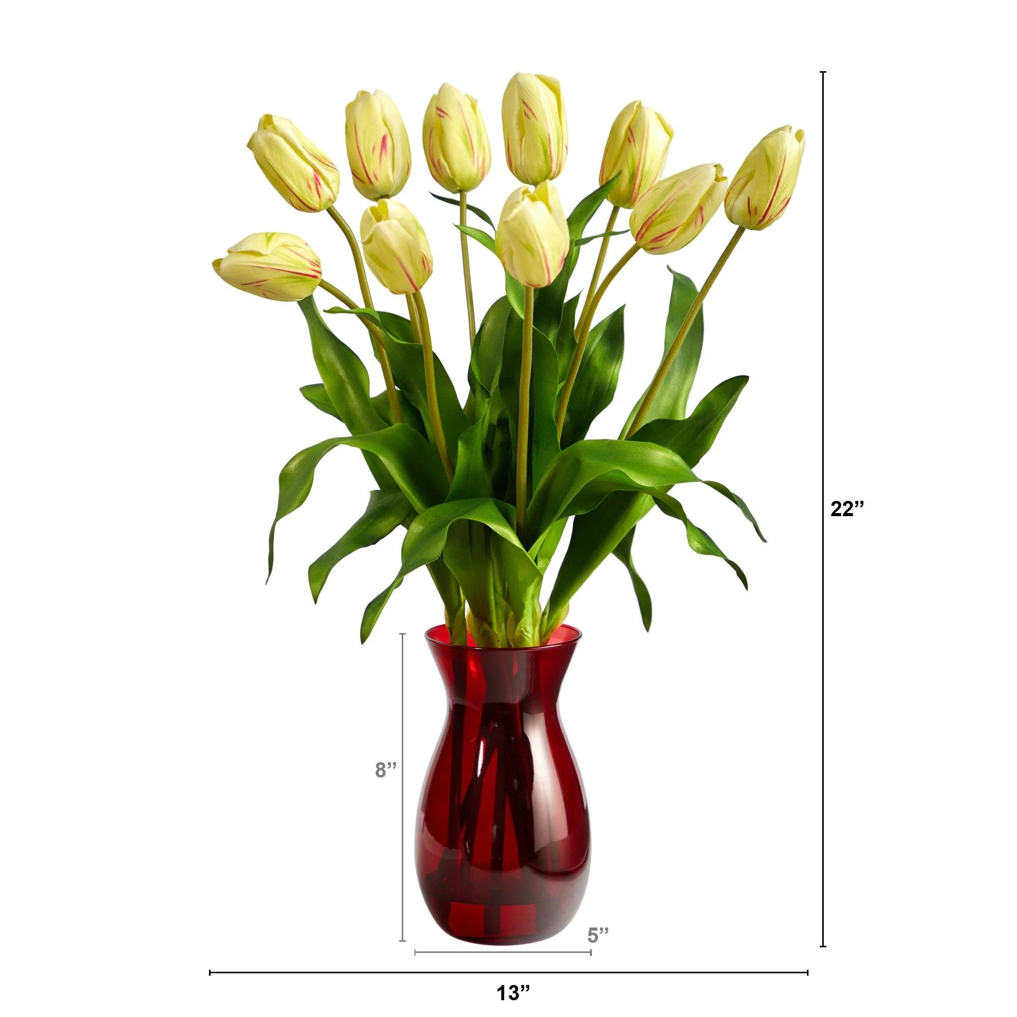 22” Dutch Tulip Artificial Arrangement in Ruby Vase - Image 2