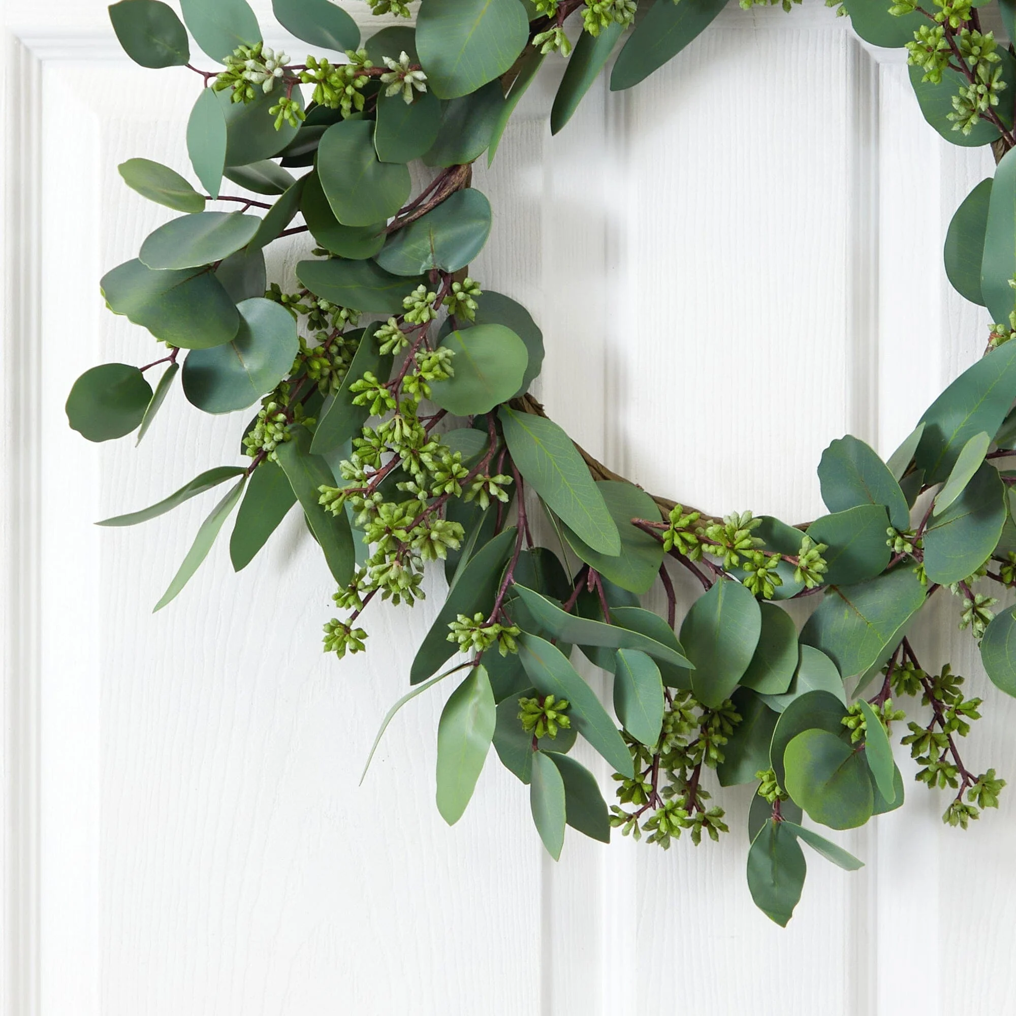 22” Eucalyptus and Berry Artificial Wreath - Image 2
