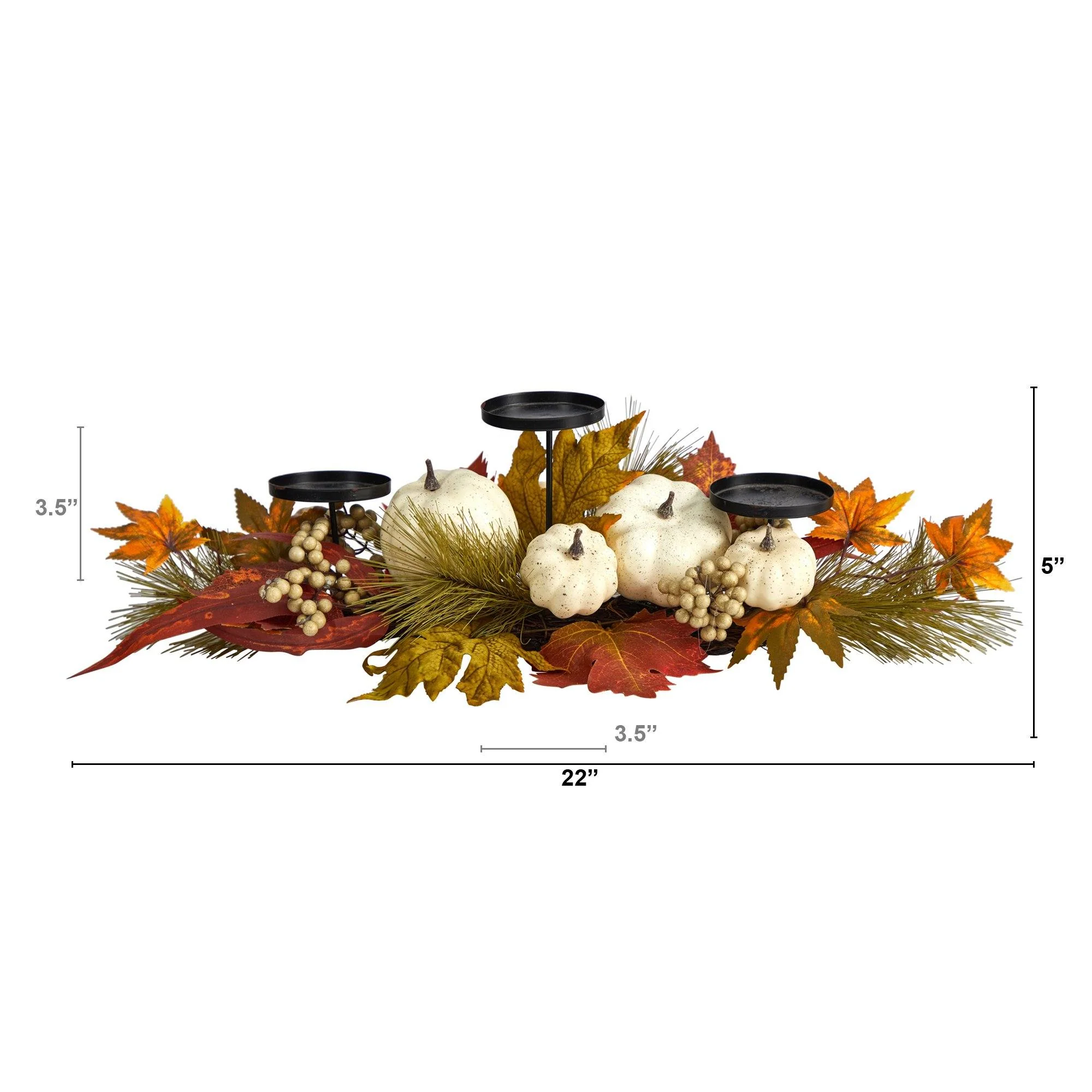 22” Fall Pumpkin and Maple Leaf Autumn Candelabrum - Image 2