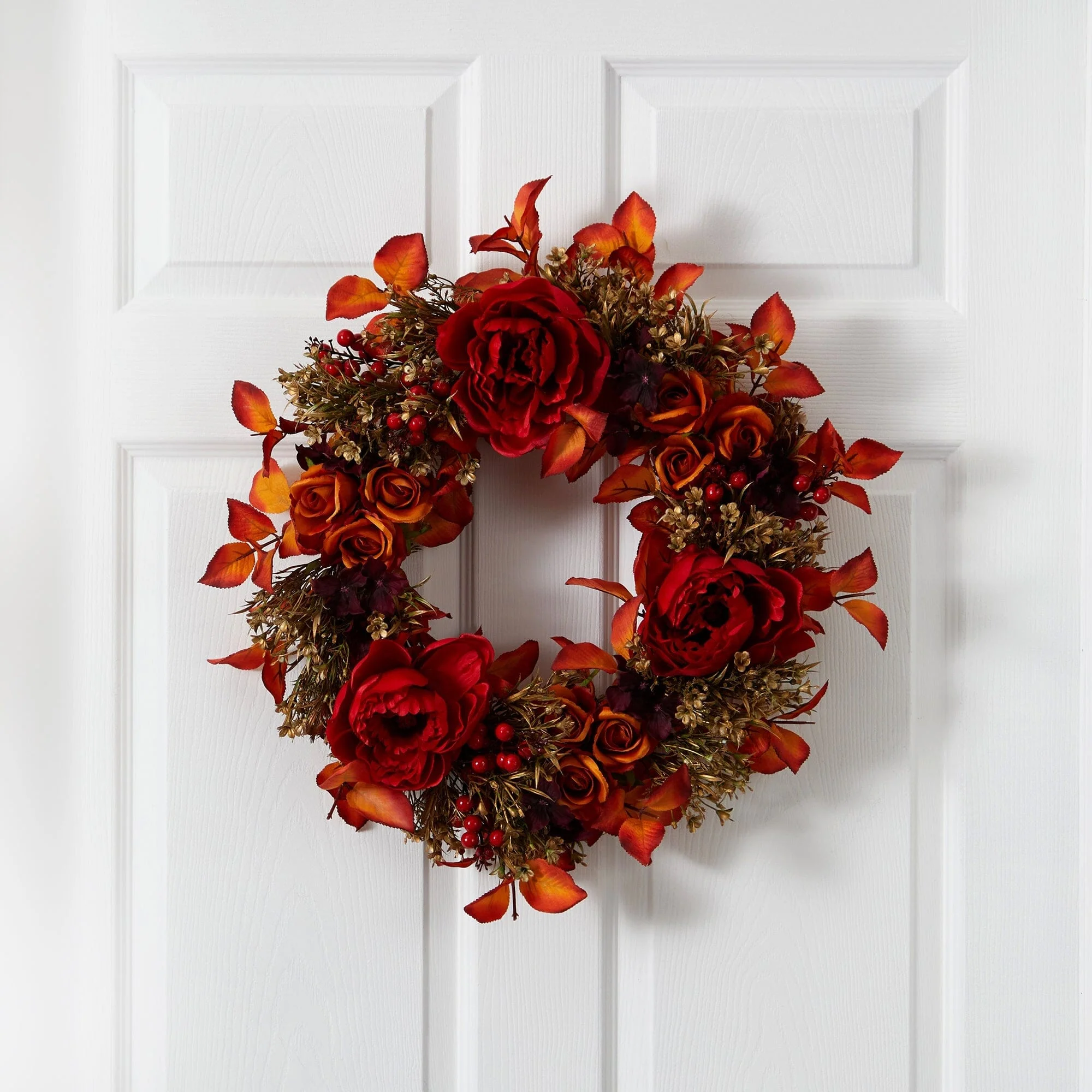 22” Rose and Peony Artificial Wreath - Image 2