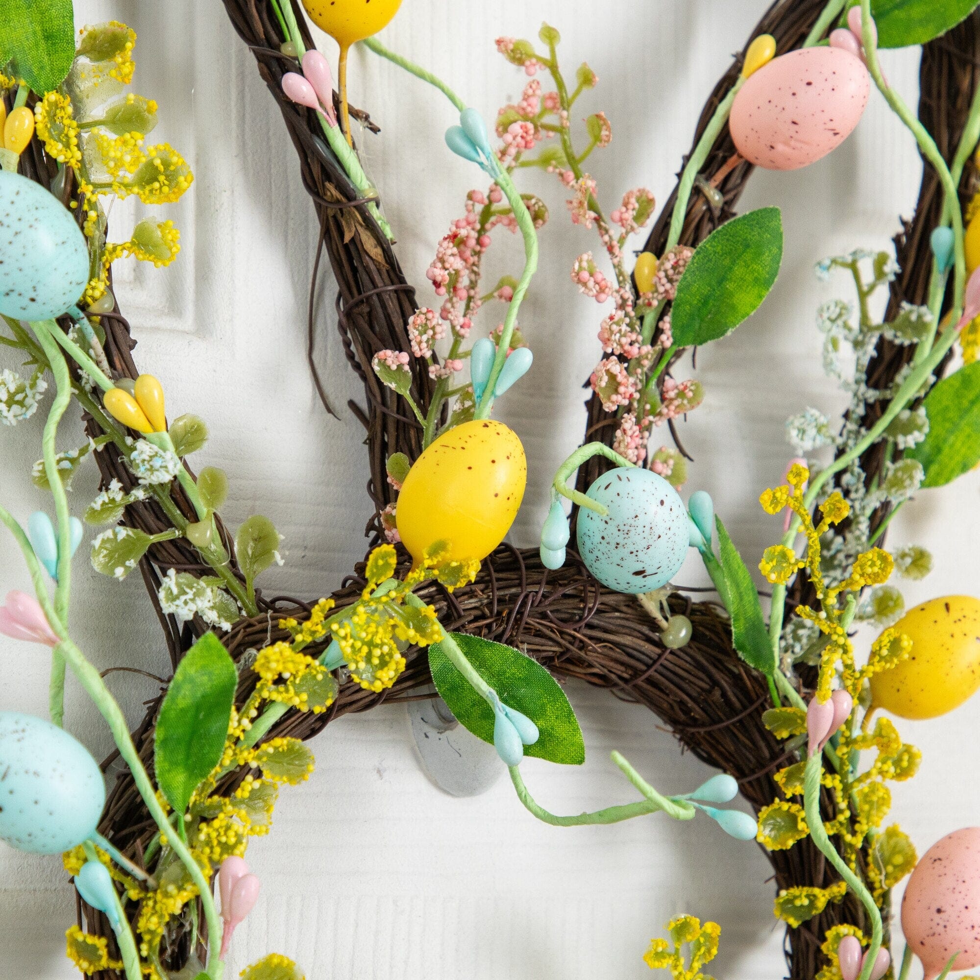 22" Artificial Easter Bunny Shaped Wreath - Image 2