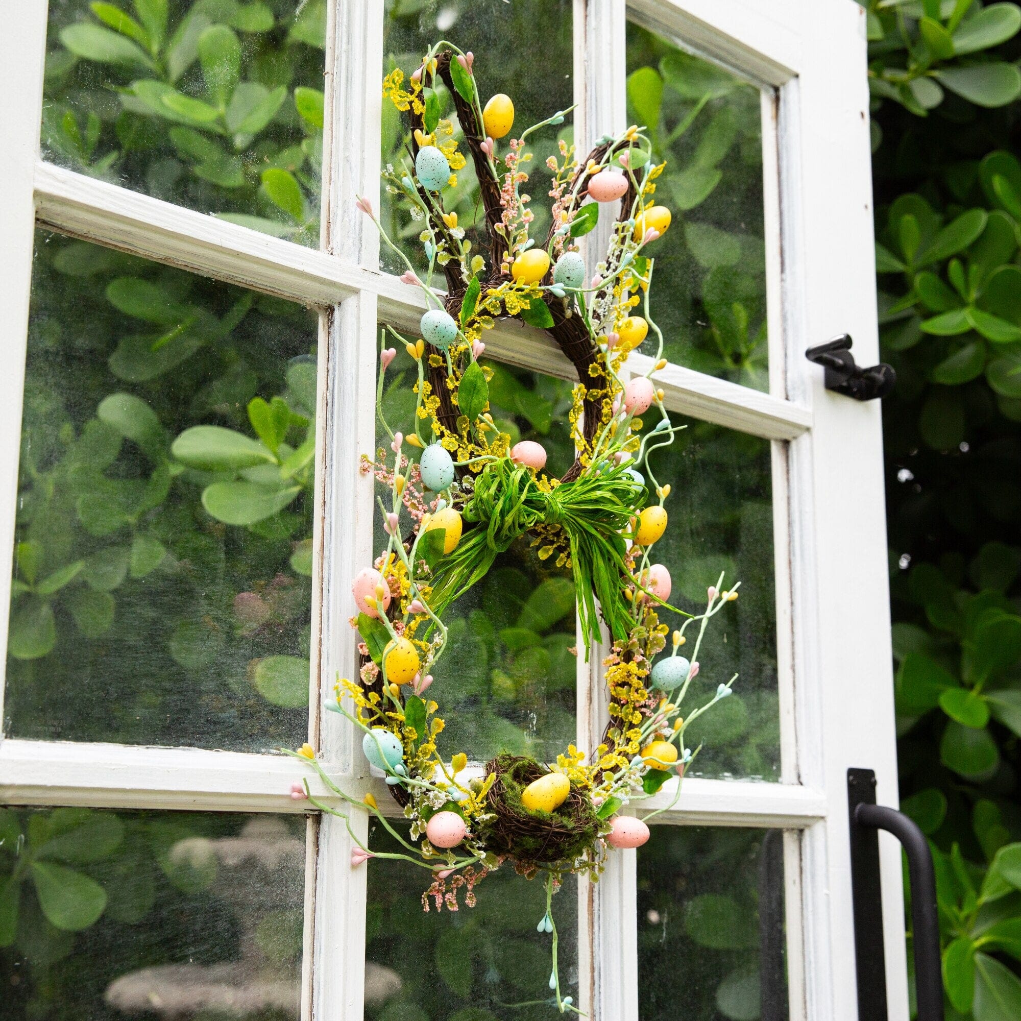 22" Artificial Easter Bunny Shaped Wreath - Image 3