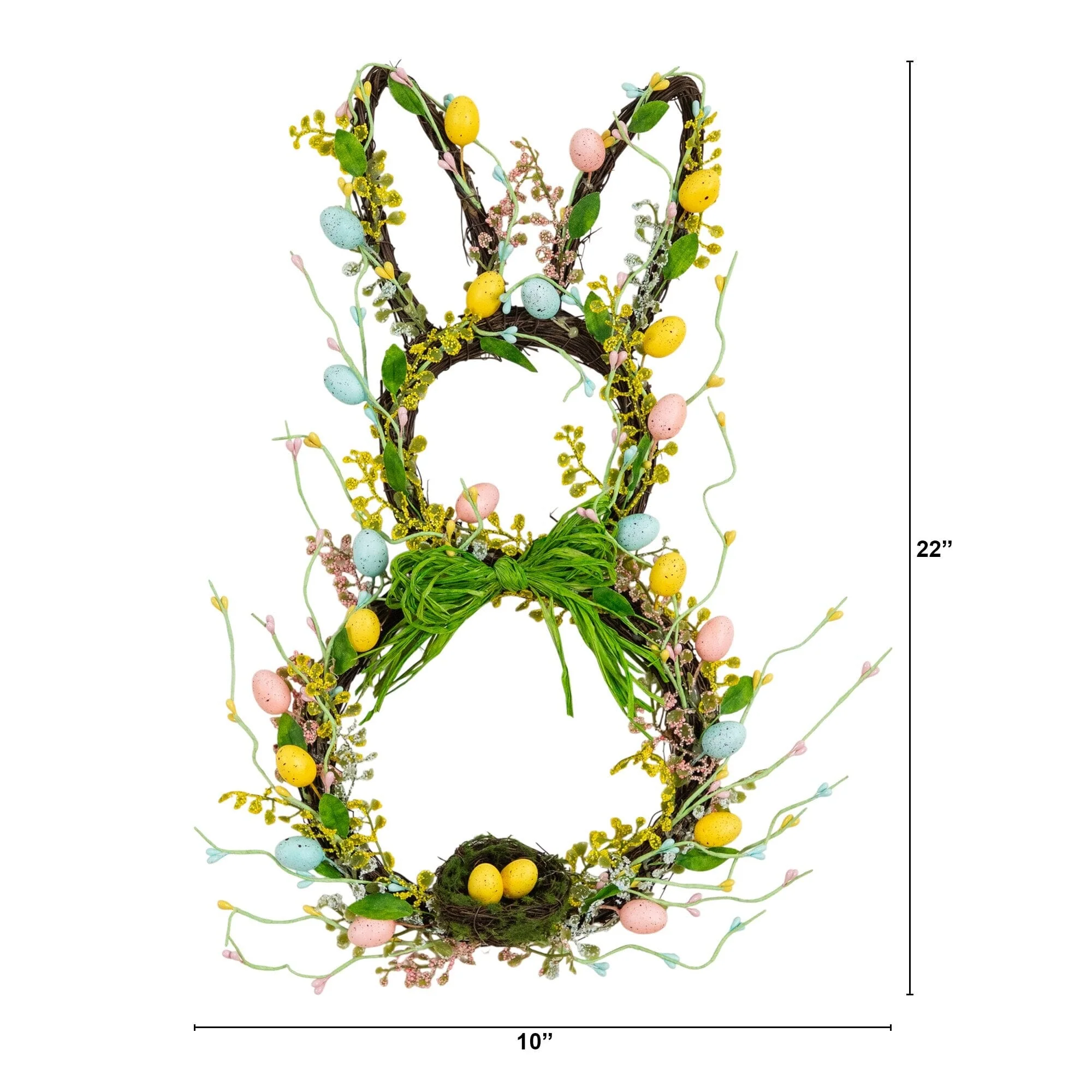 22" Artificial Easter Bunny Shaped Wreath - Image 6