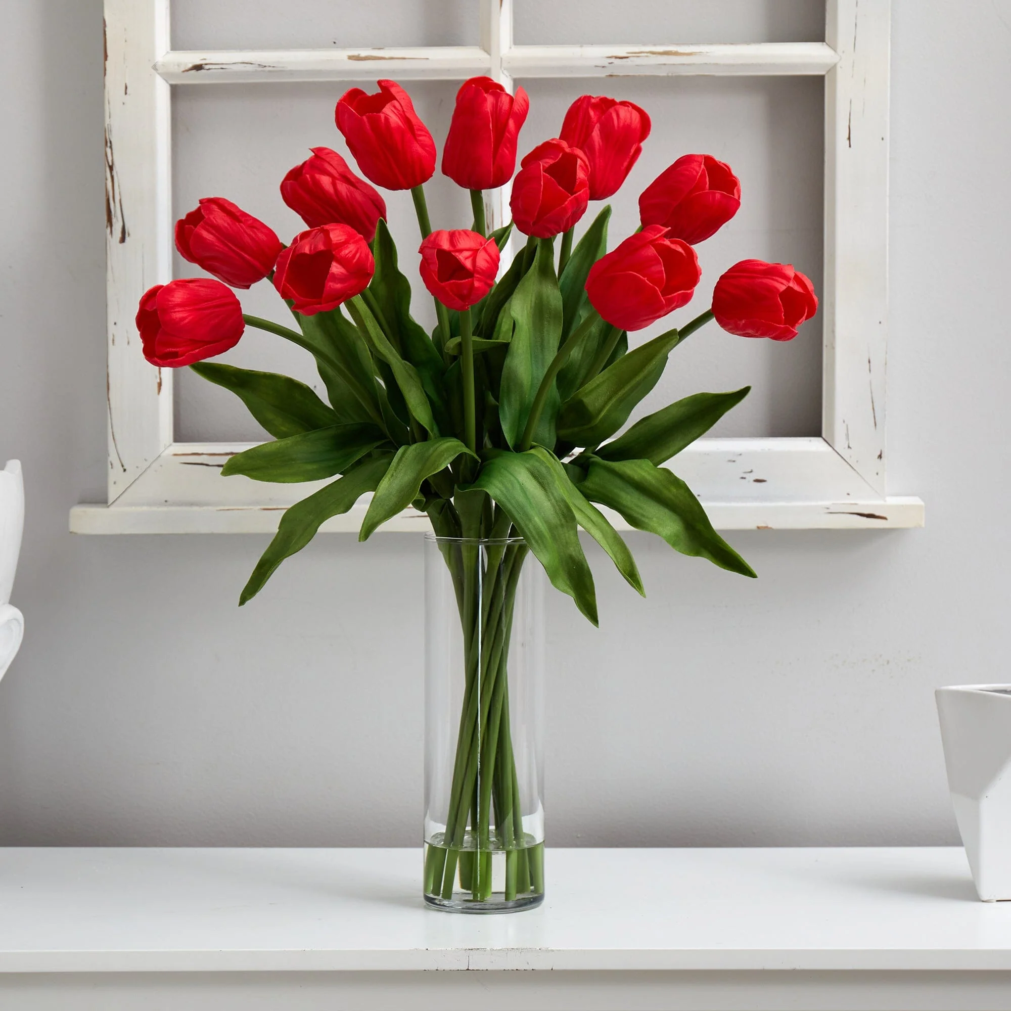 23” Artificial Tulip  Arrangement with Cylinder Glass Vase - Image 6