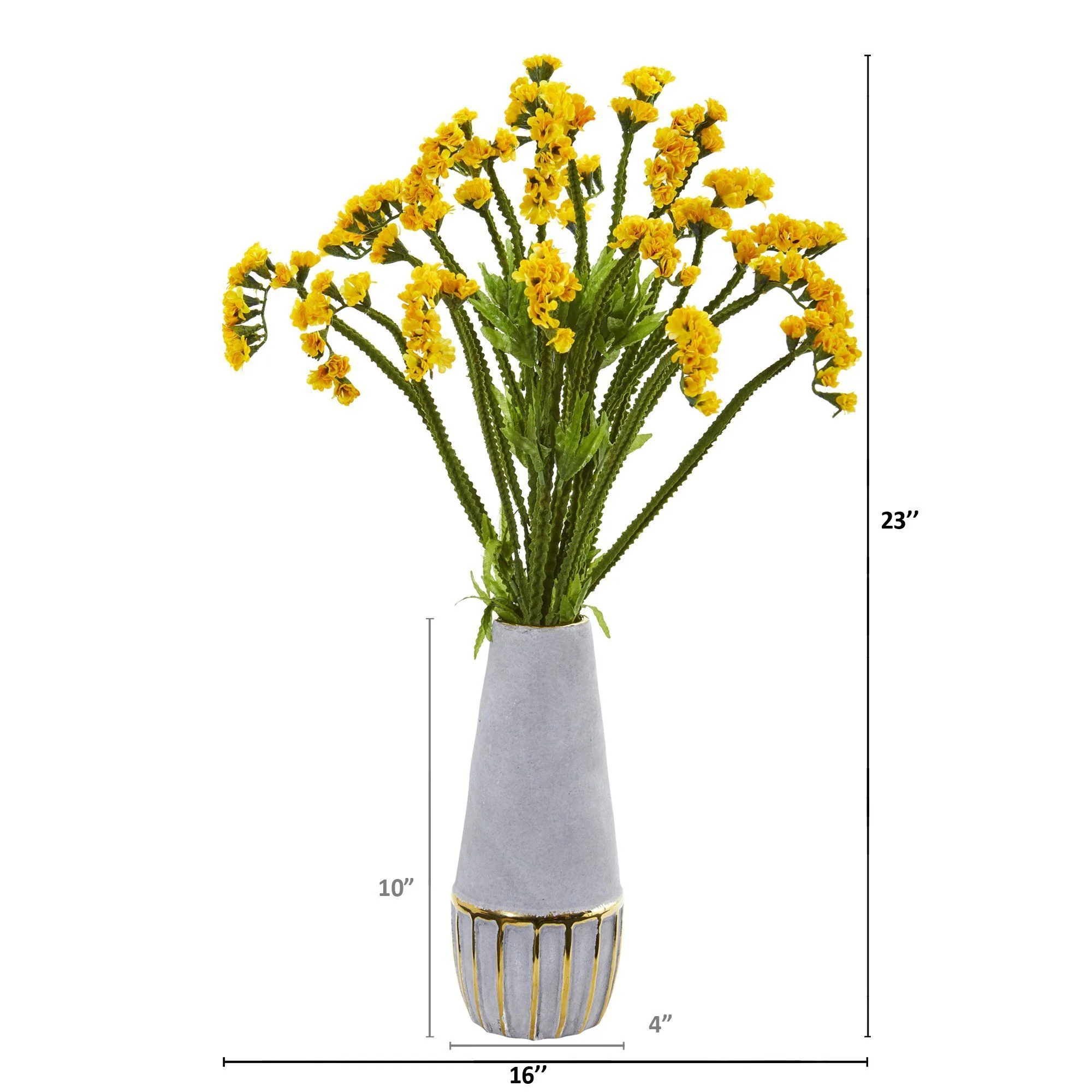 23” Baby Breath Arrangement in Oval Vase with Gold Trimming - Image 7