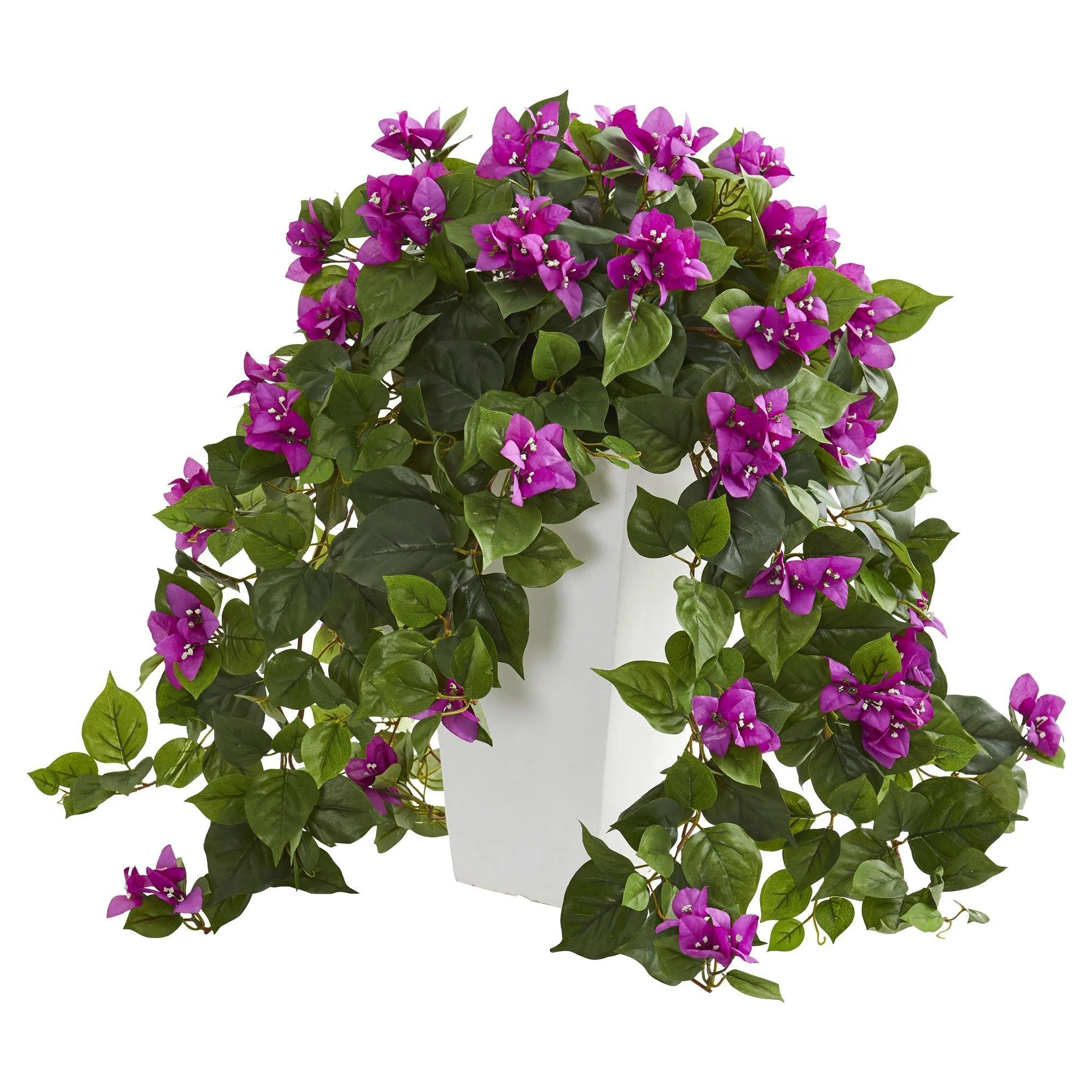 23" Bougainvillea Artificial Plant in White Tower Planter" - Image 3
