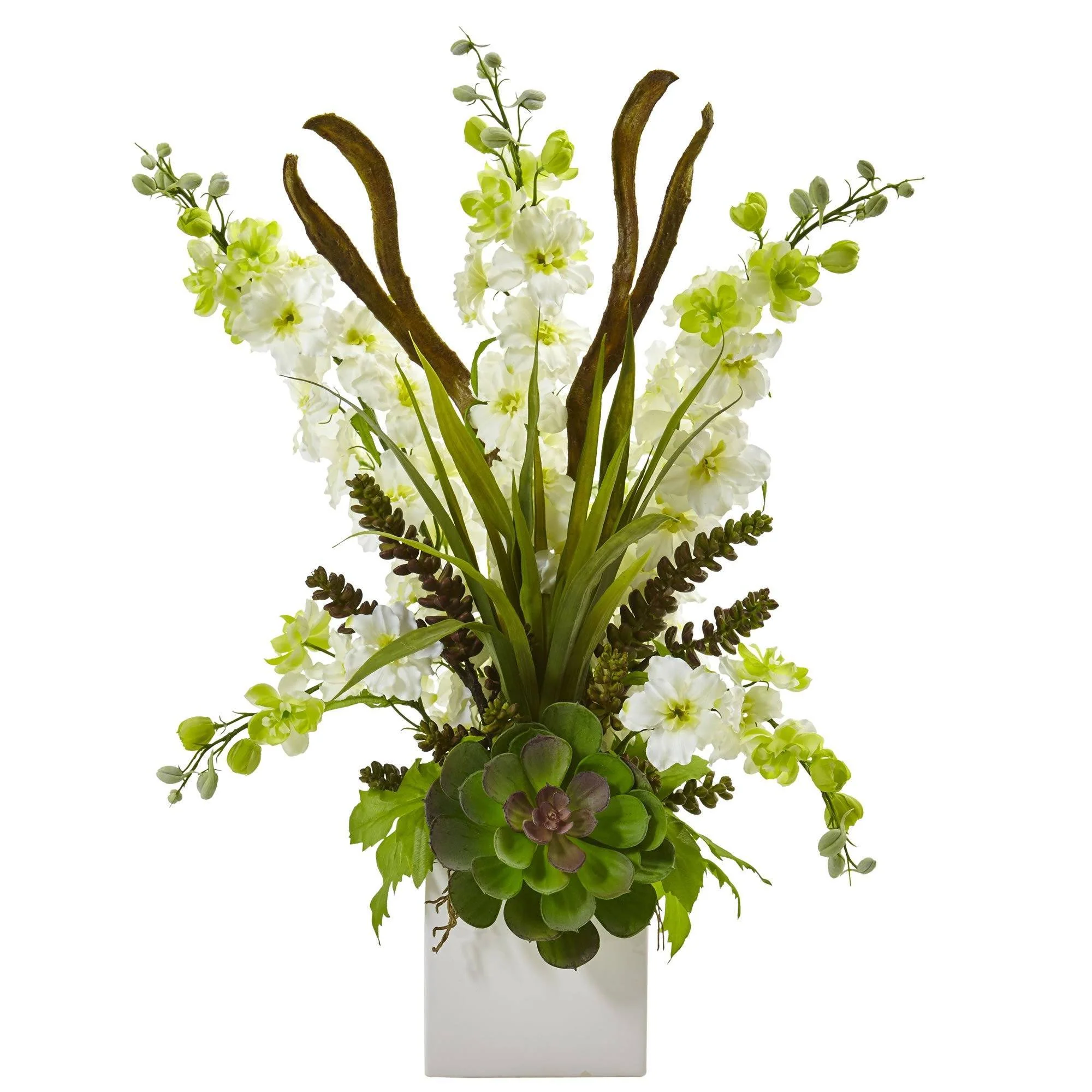 Delphinium and Succulent Arrangement - Image 2