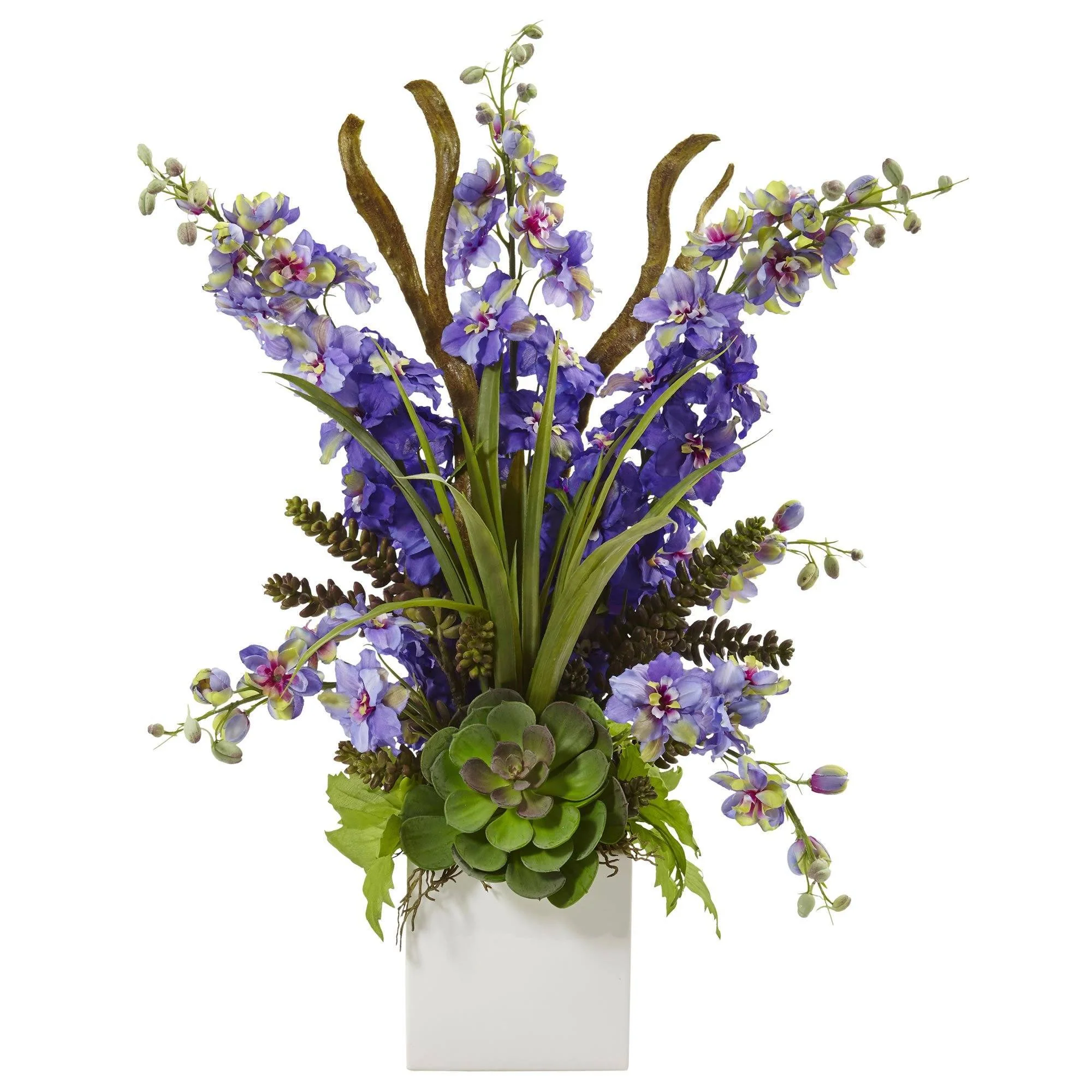 Delphinium and Succulent Arrangement - Image 3
