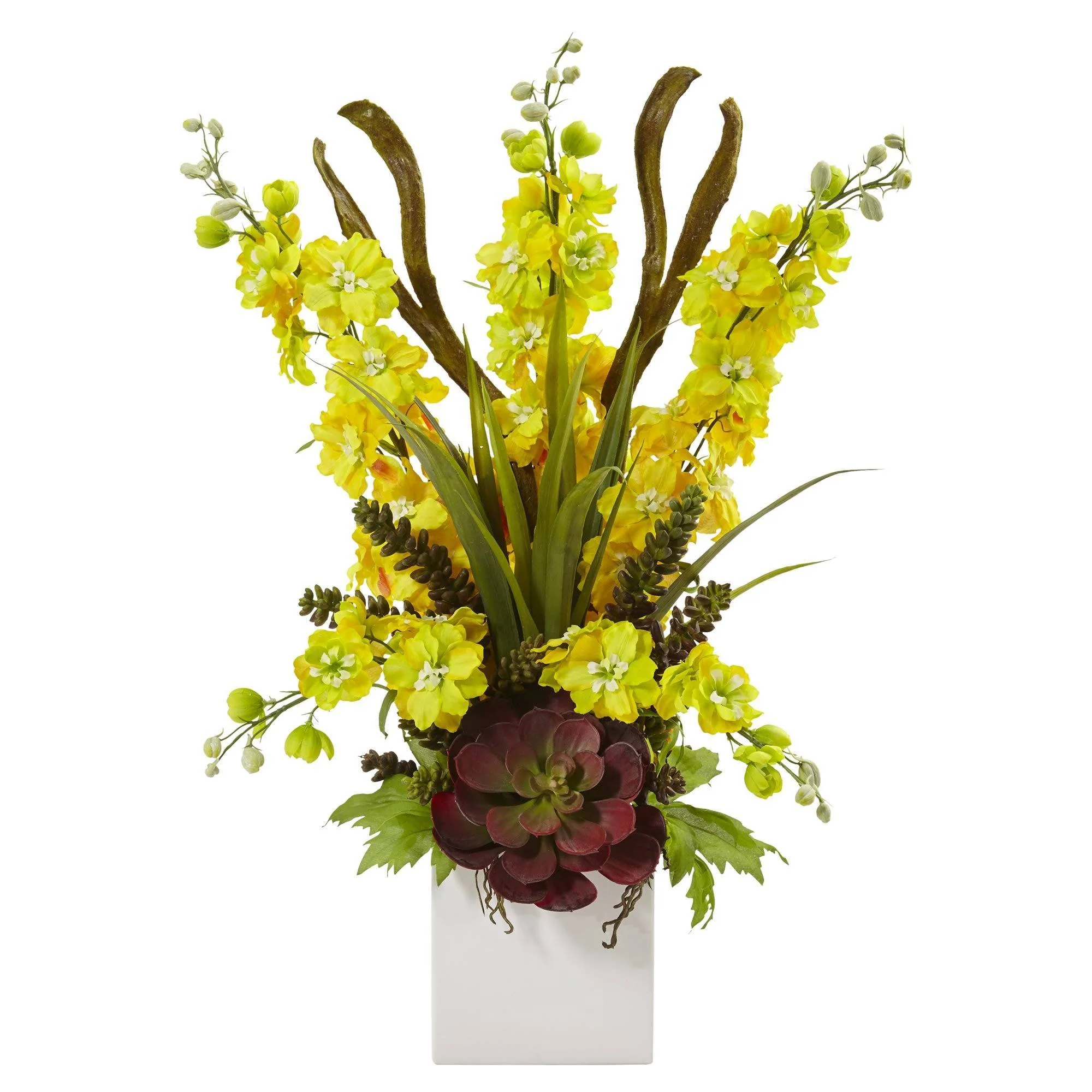 Delphinium and Succulent Arrangement - Image 4