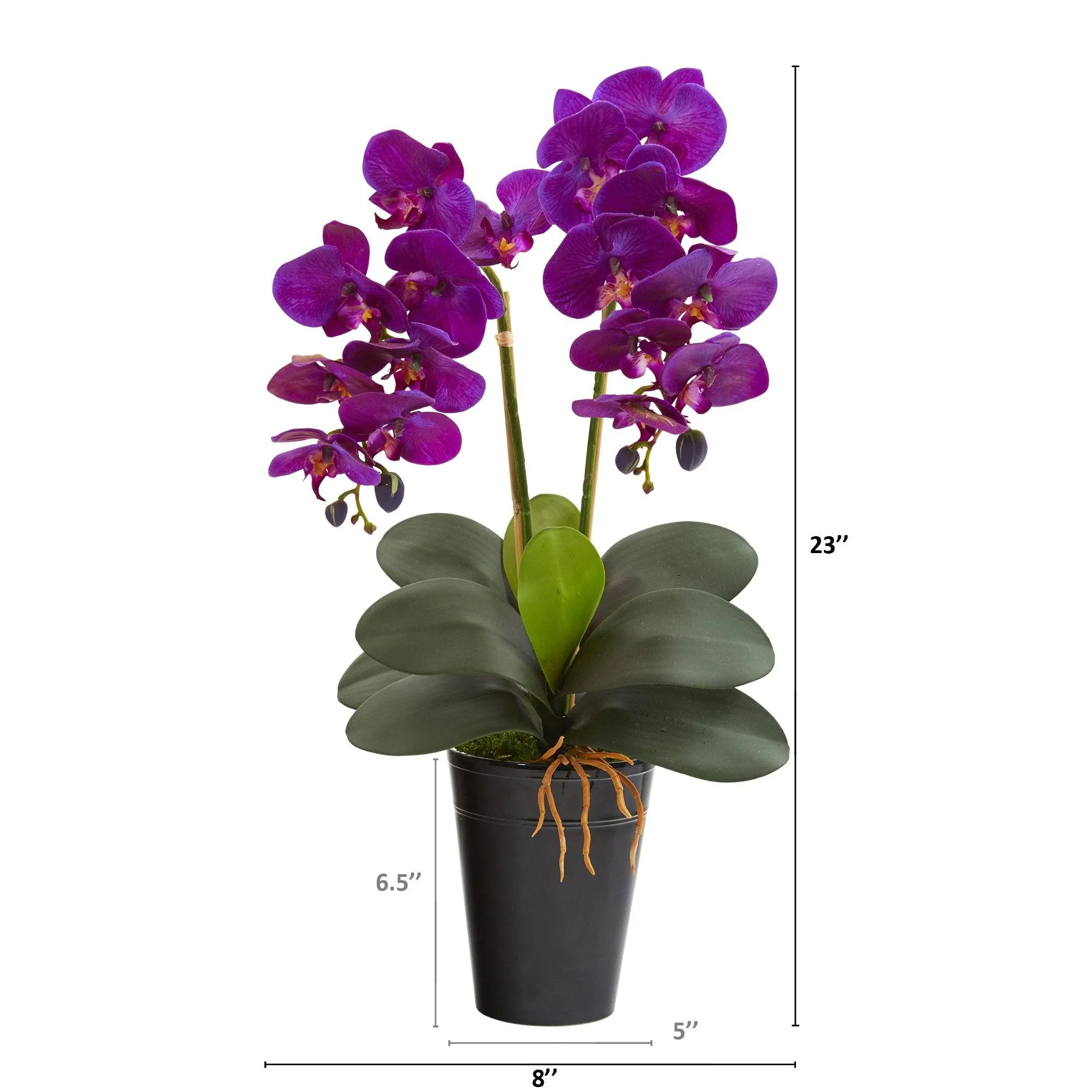 23” Double Phalaenopsis Orchid Artificial Arrangement in Vase - Image 12