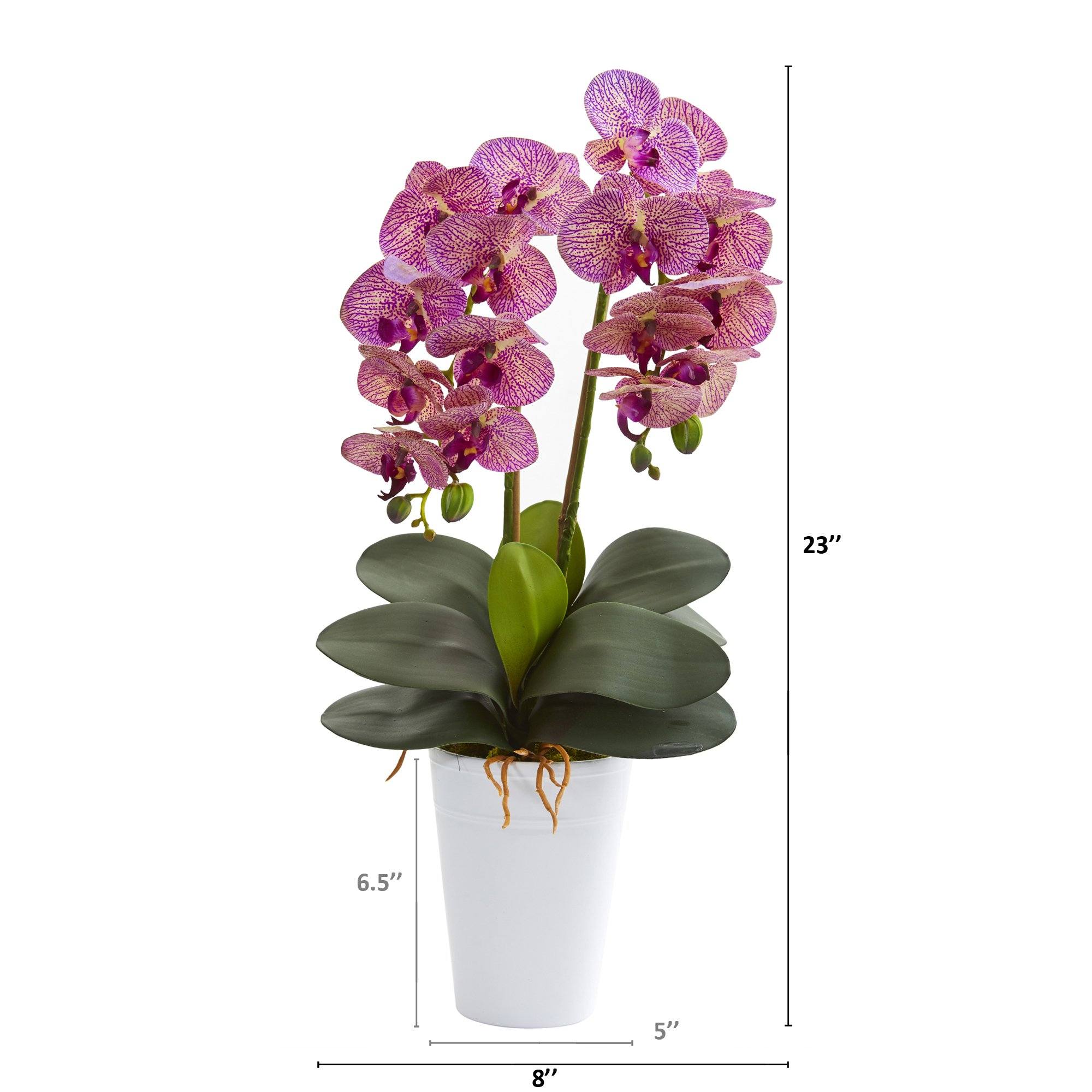 23” Double Phalaenopsis Orchid Artificial Arrangement in Vase - Image 2
