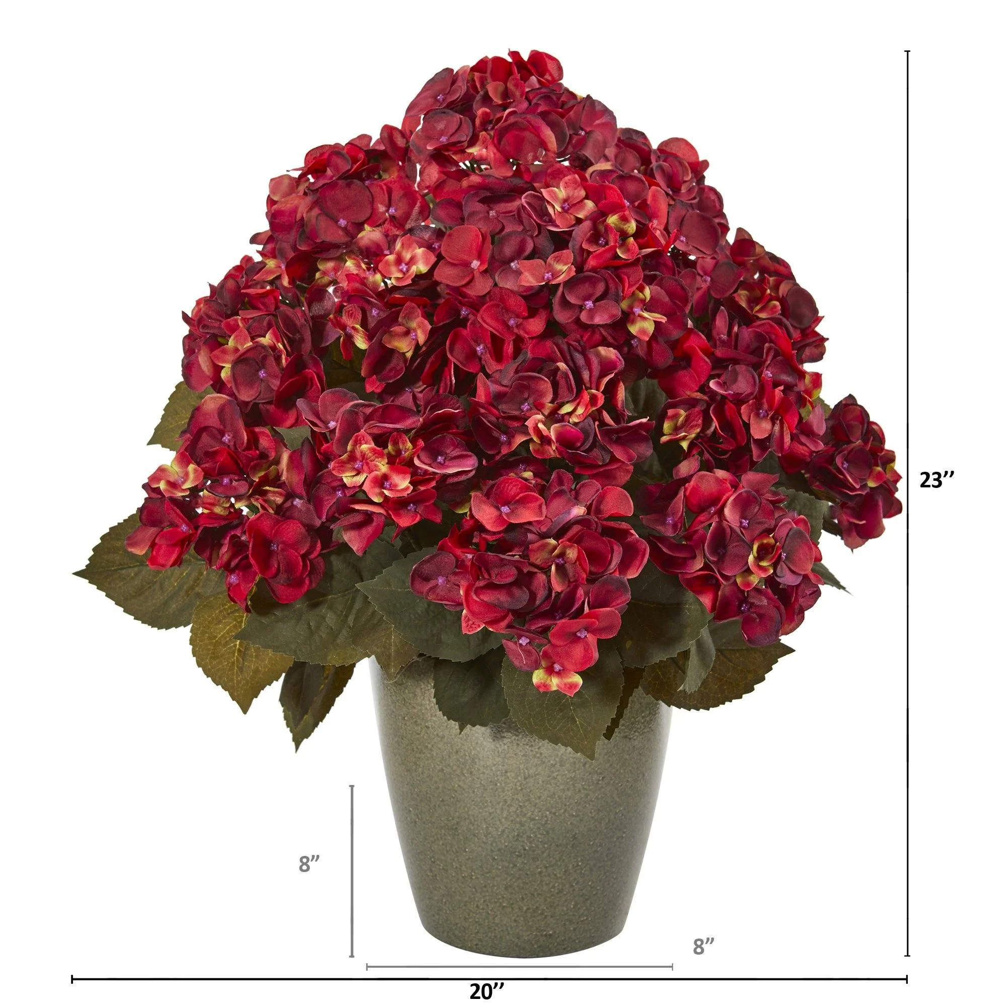23” Fall Hydrangea Artificial Plant in Green Planter - Image 4