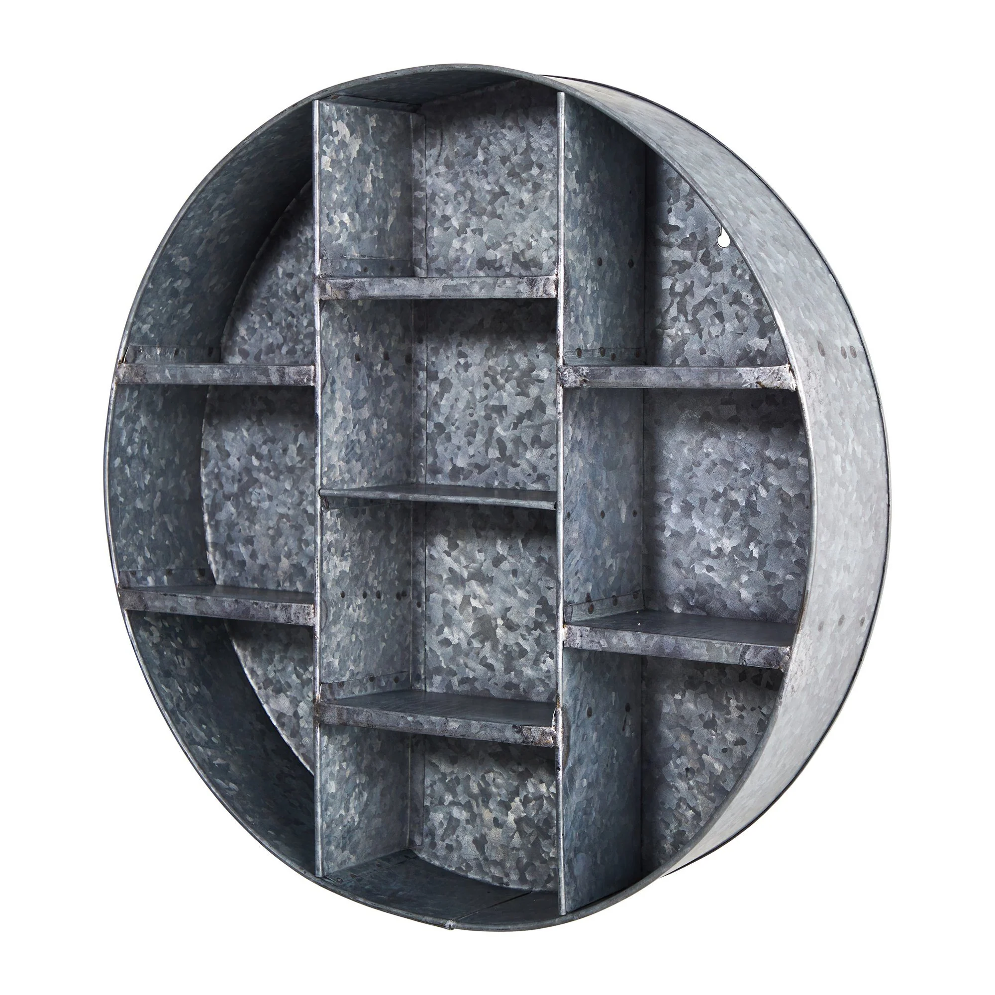 23” Galvanized Round Metal Wall Mounted Shelf System - Image 3