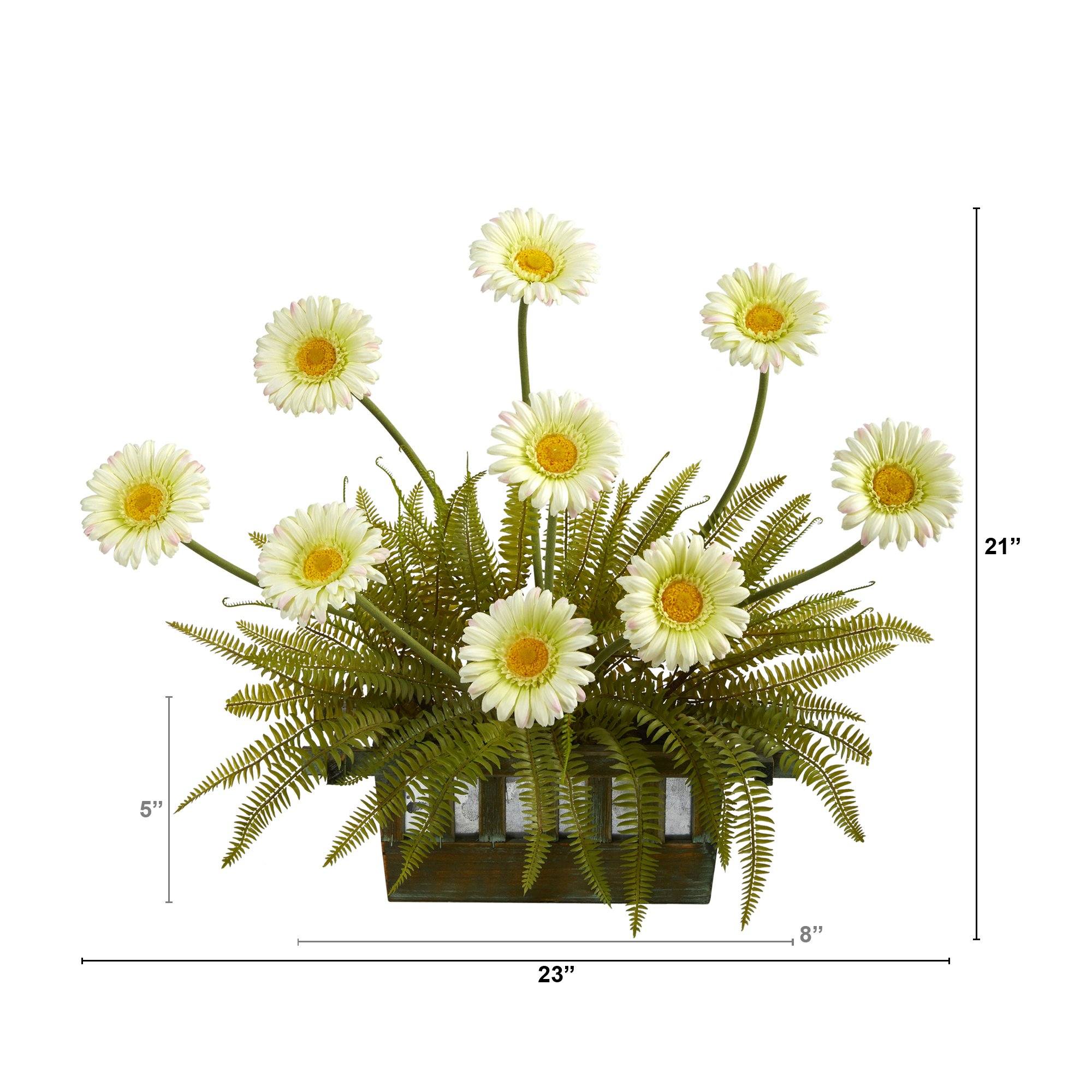 23” Gerber Daisy and Fern Artificial Arrangement in Vase - Image 3