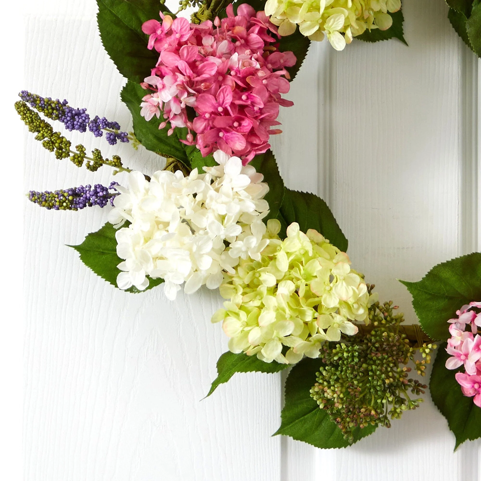 23” Hydrangea Artificial Wreath - Image 2