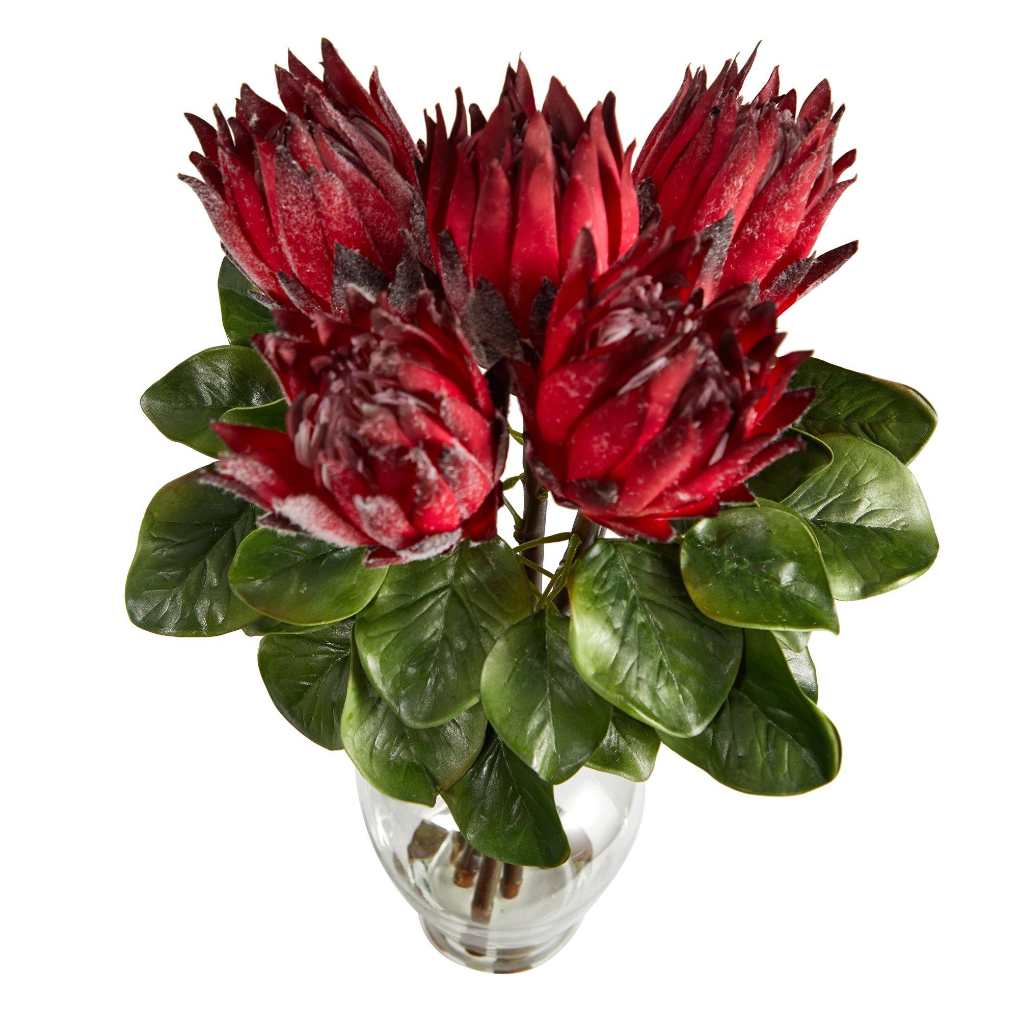 23” King Protea Artificial Arrangement in Glass Vase - Image 3