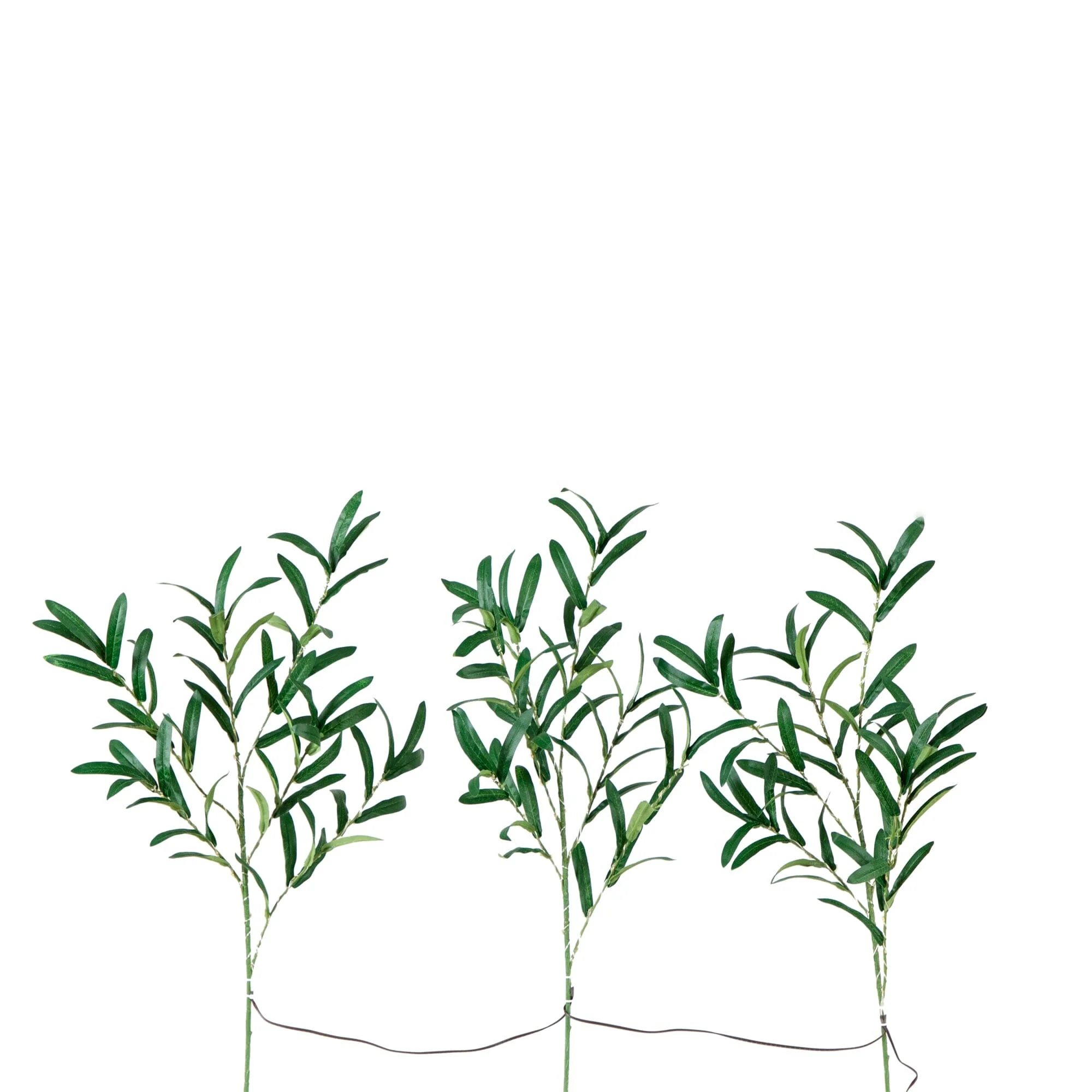 23” Lighted Artificial Olive Branch Stems with 30 Warm White LED Lights - Set of 3 - Image 5