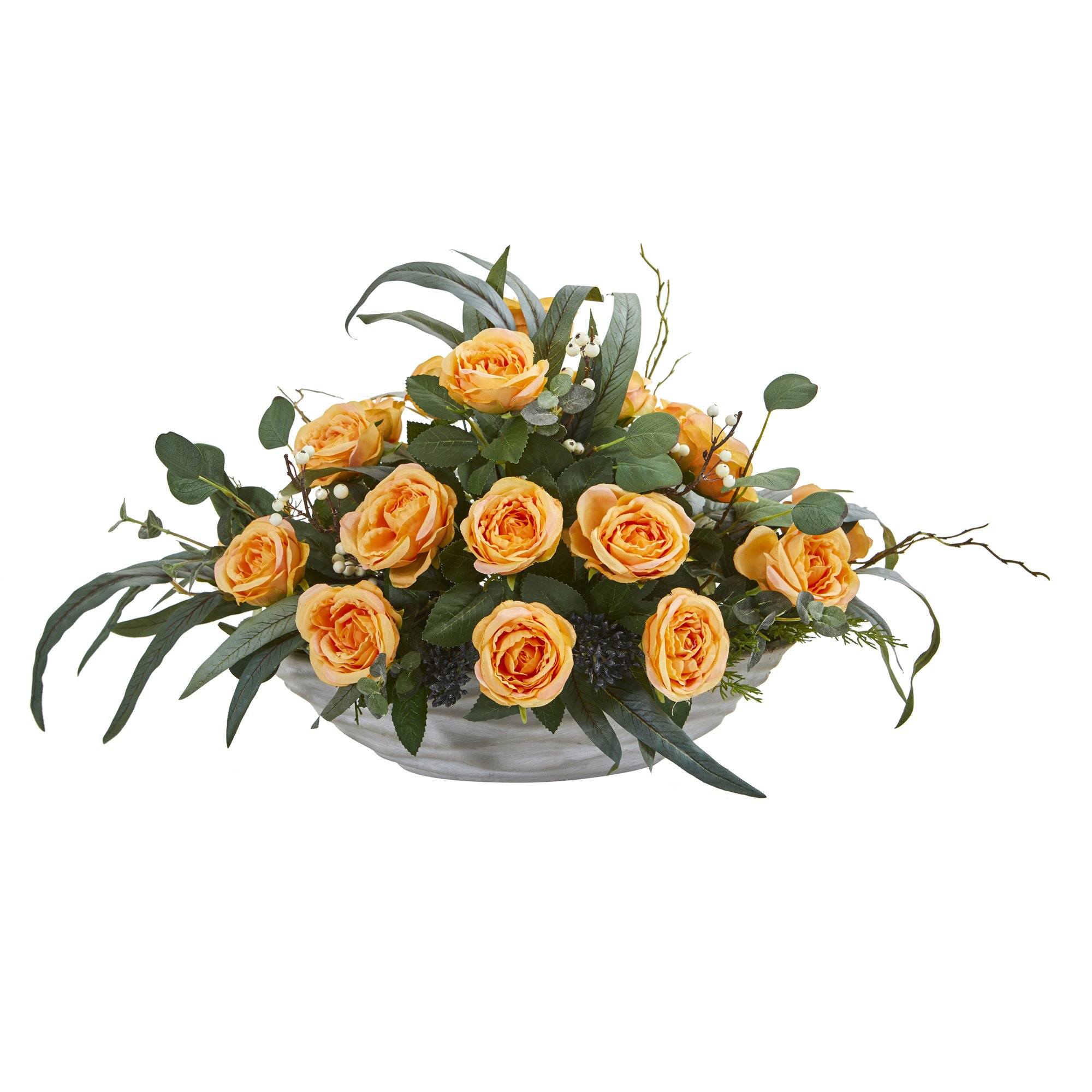 23” Rose and Eucalyptus Artificial Arrangement in Vase - Image 2