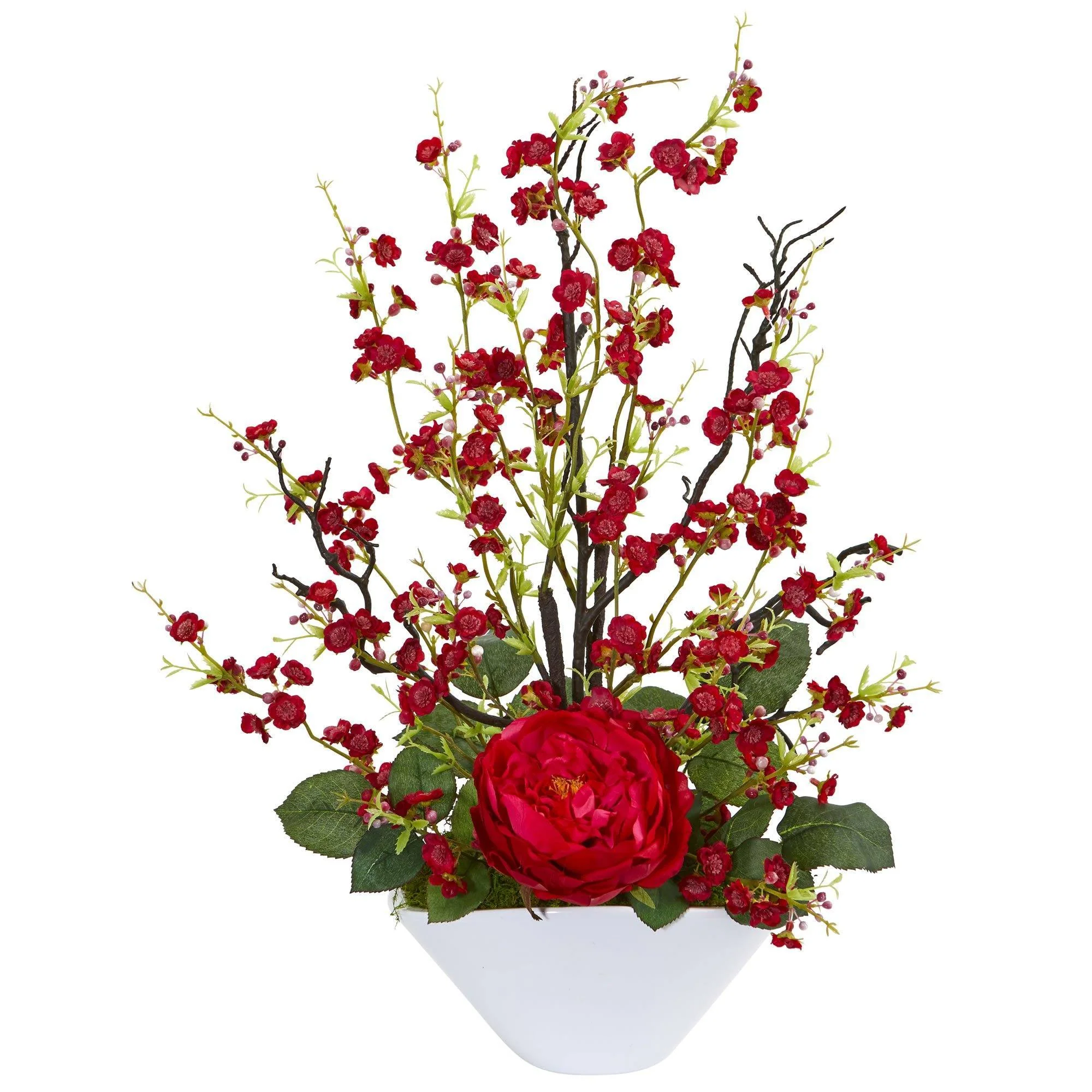Rose & Cherry Blossom Artificial Arrangement - Image 2