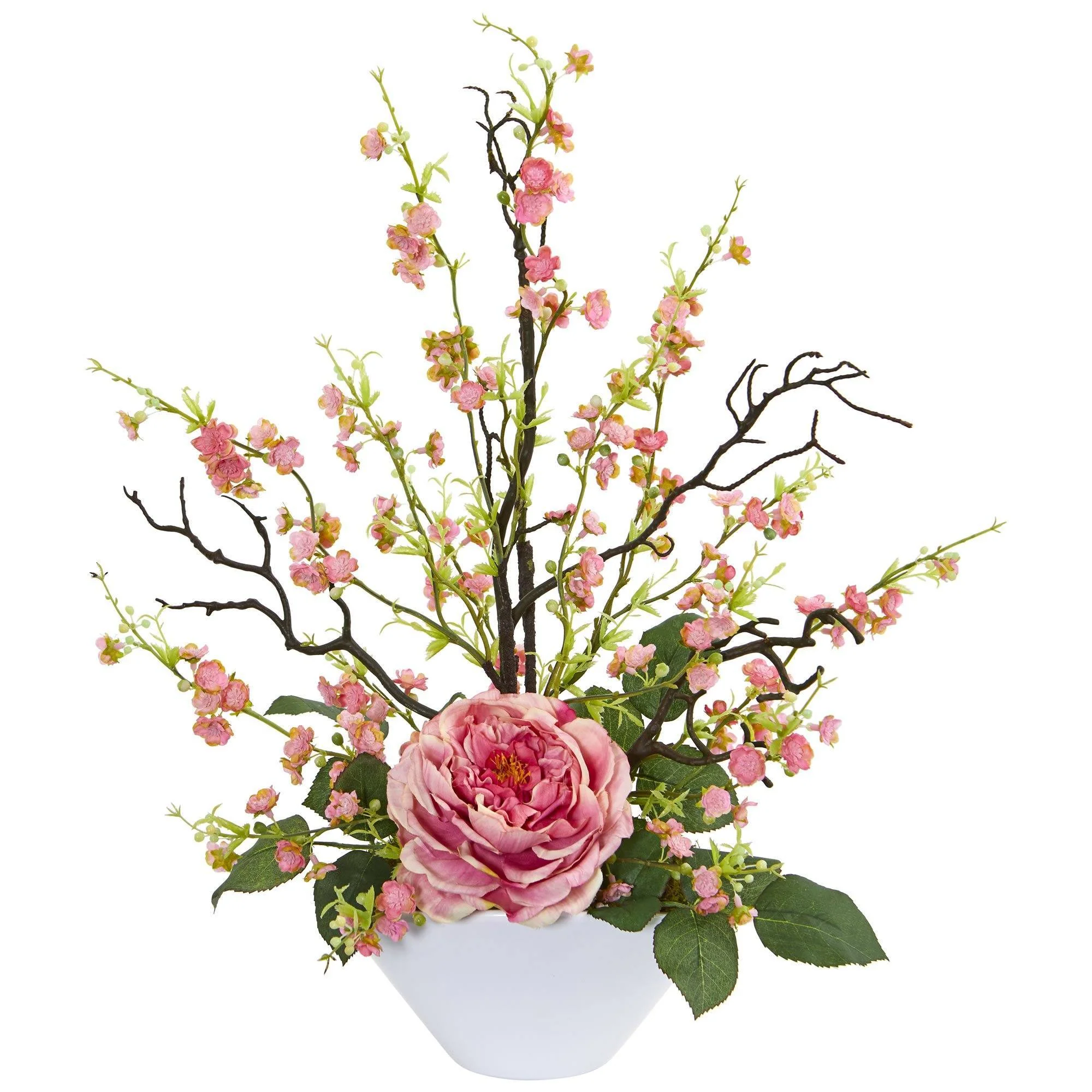 Rose & Cherry Blossom Artificial Arrangement - Image 3