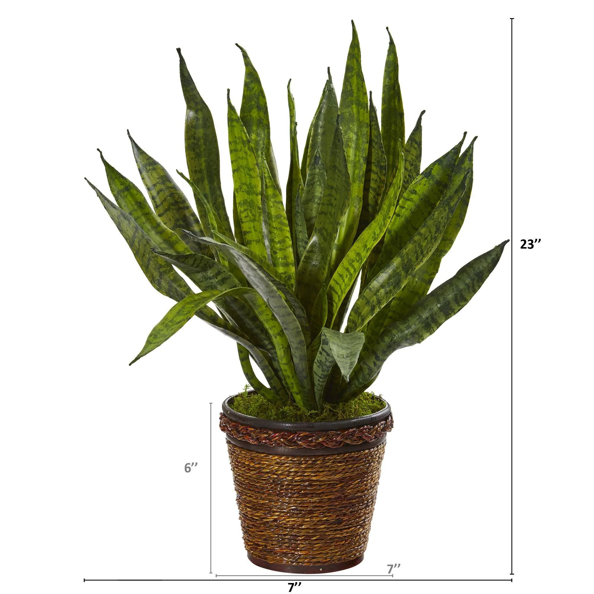 23” Sansevieria Artificial Plant in Basket - Image 2