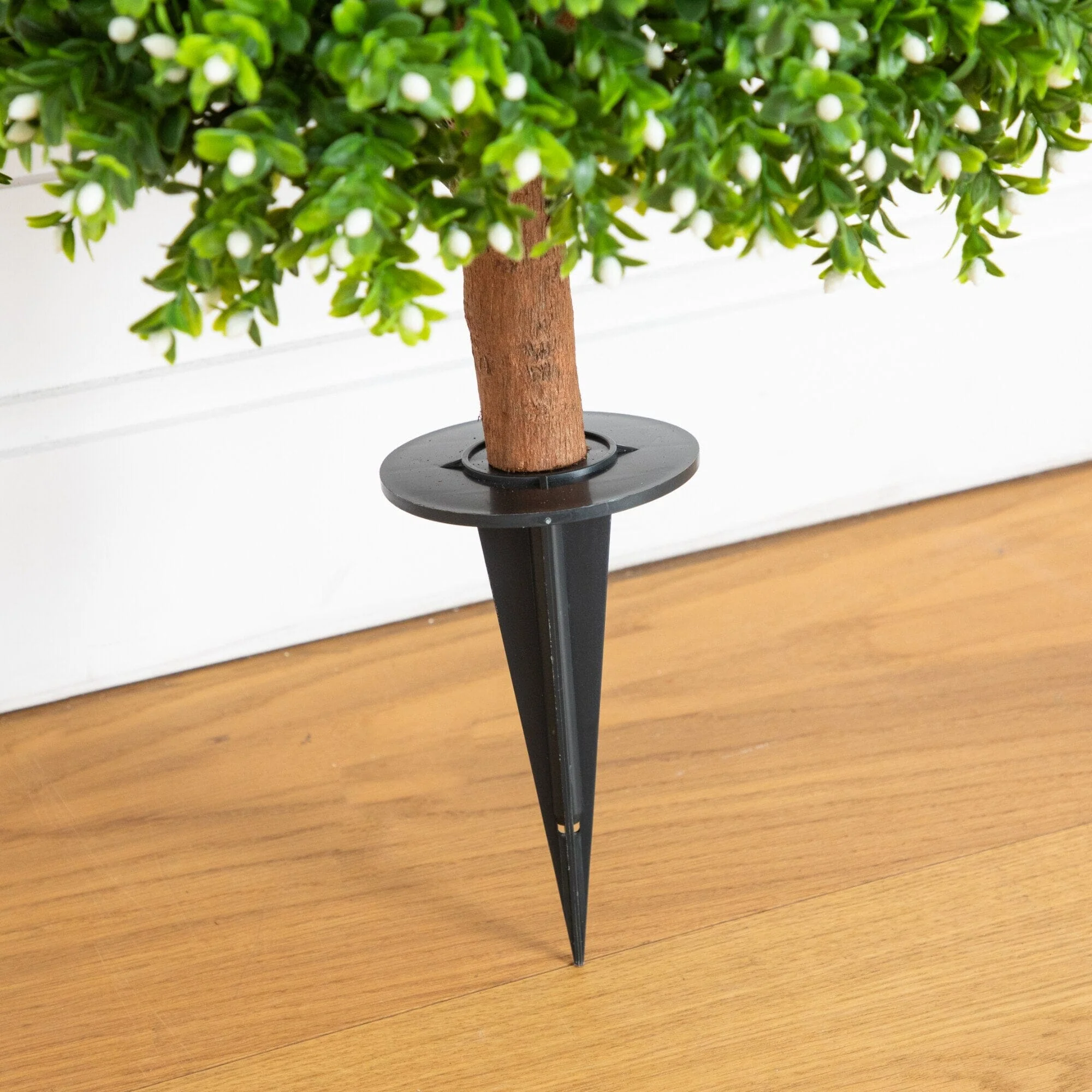 23" UV Resistant Artificial Flowering Boxwood Topiary with Integrated Ground Stake (Indoor/Outdoor) - Image 5