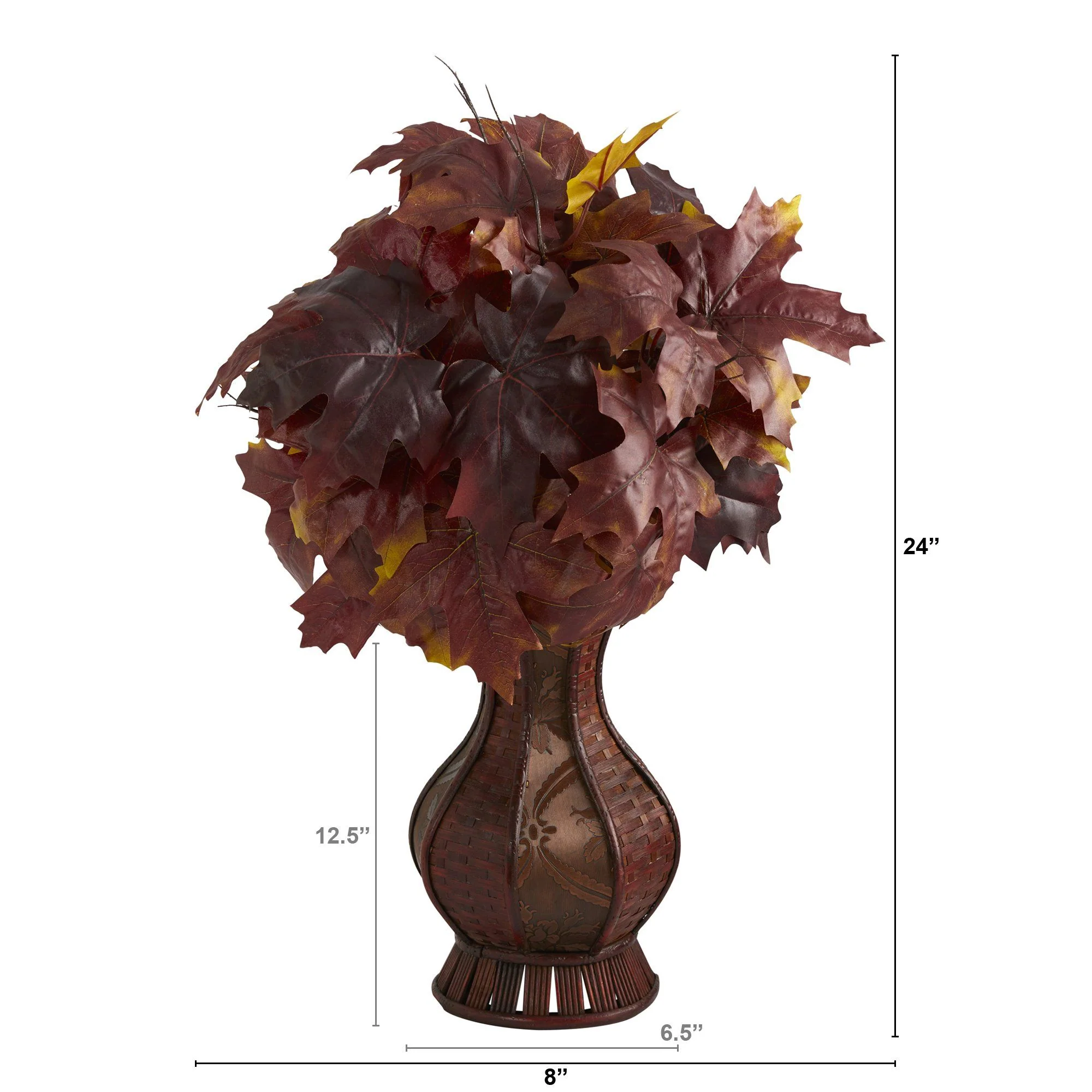 24” Autumn Maple Leaf Artificial Plant in Decorative Planter - Image 4