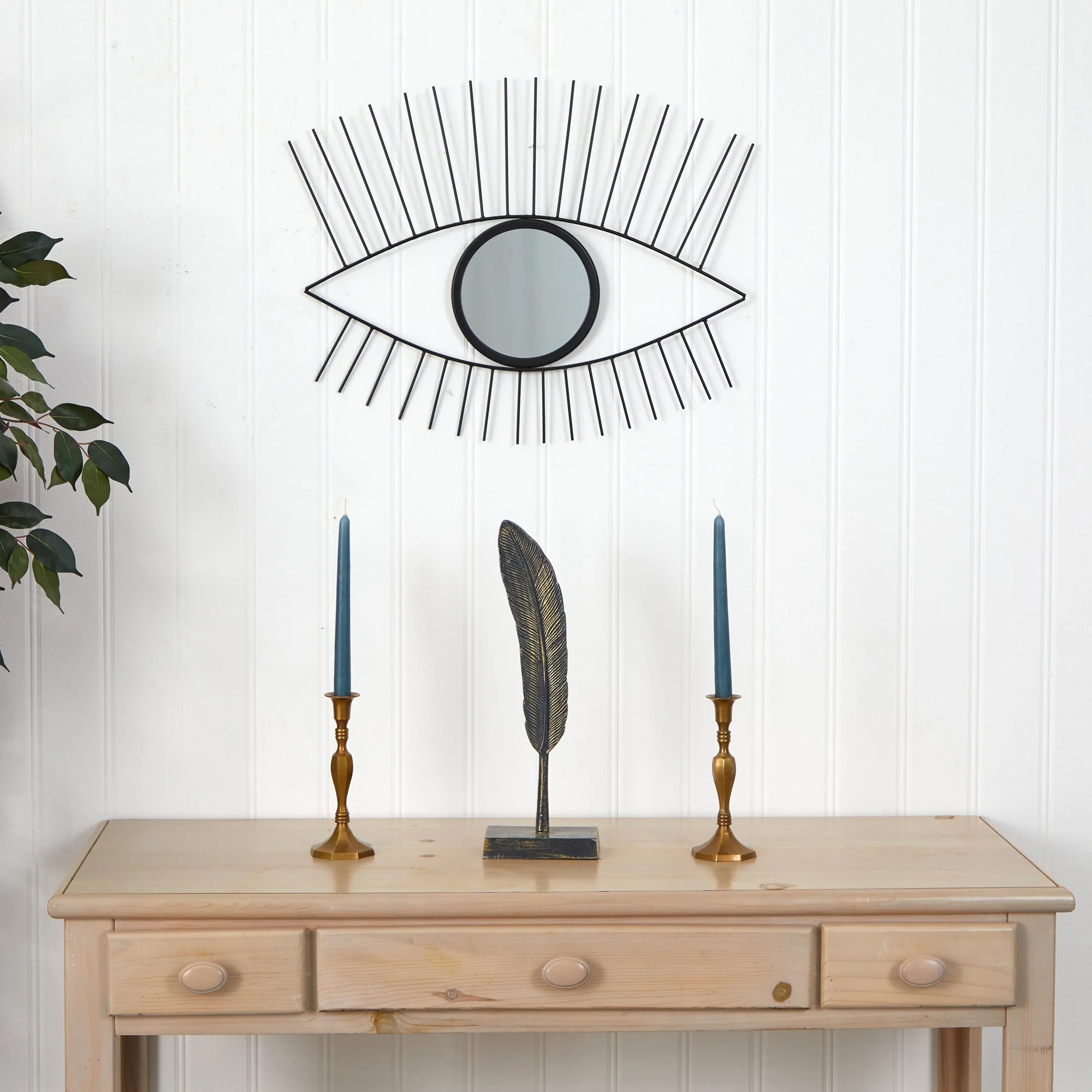 24” Black Metal Eye Wall Mirror - Image 4