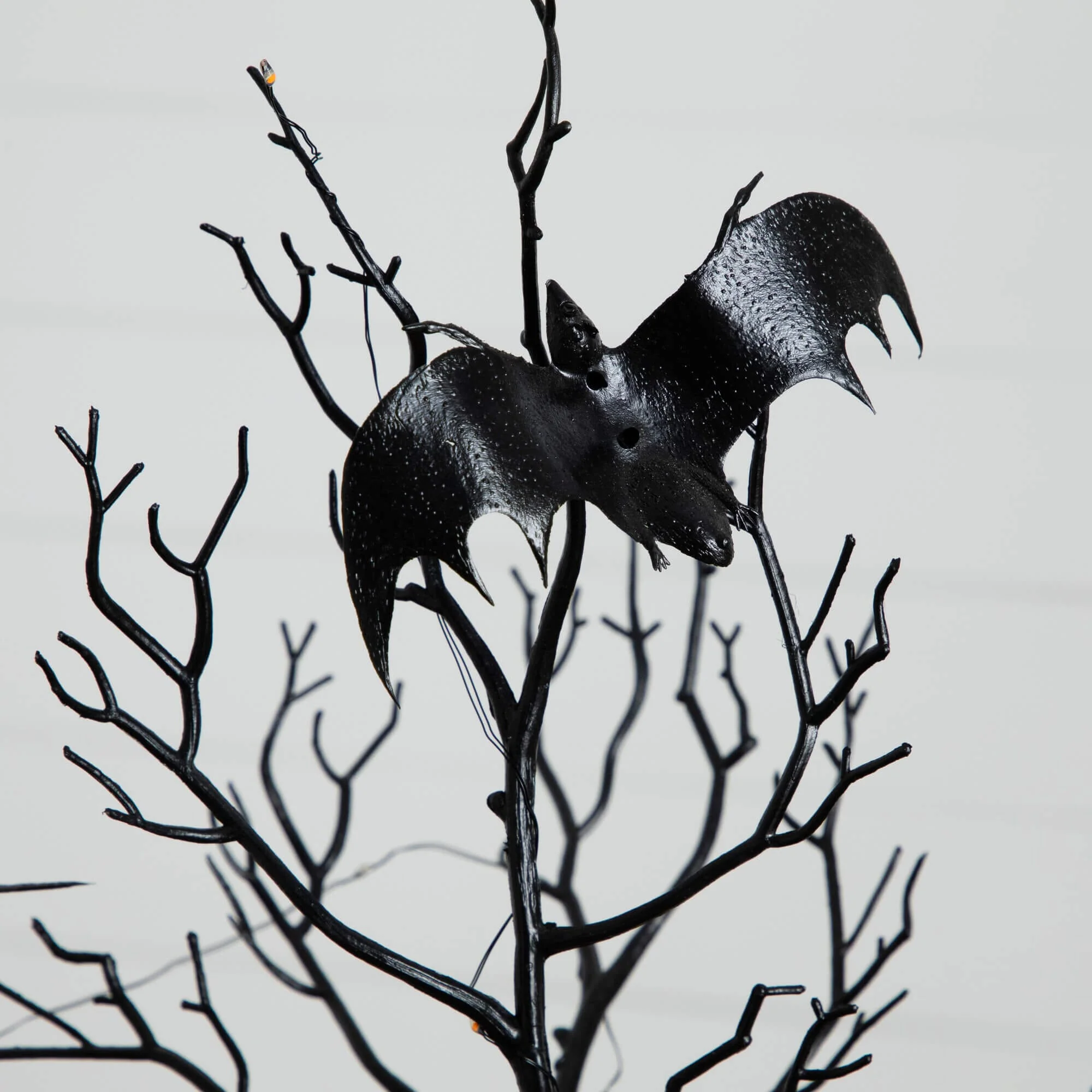 2' Pre-Lit Artificial Halloween Black Spooky Twig Tree with Bats and 40 Orange & Purple LED Lights - Image 6