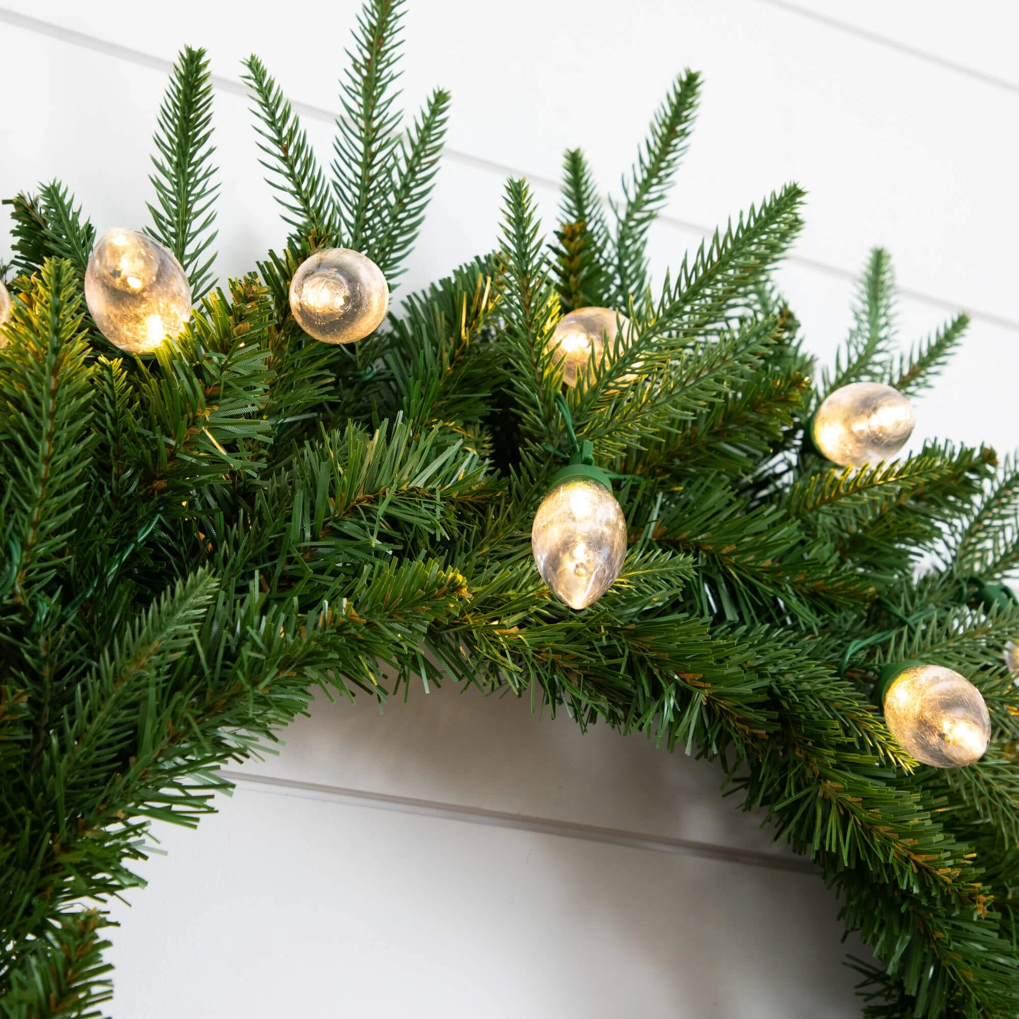 24" Pre-Lit Artificial Luxembourg Pine Christmas Wreath with 35 Multicolored Traditional Bulb LED Lights - Image 2