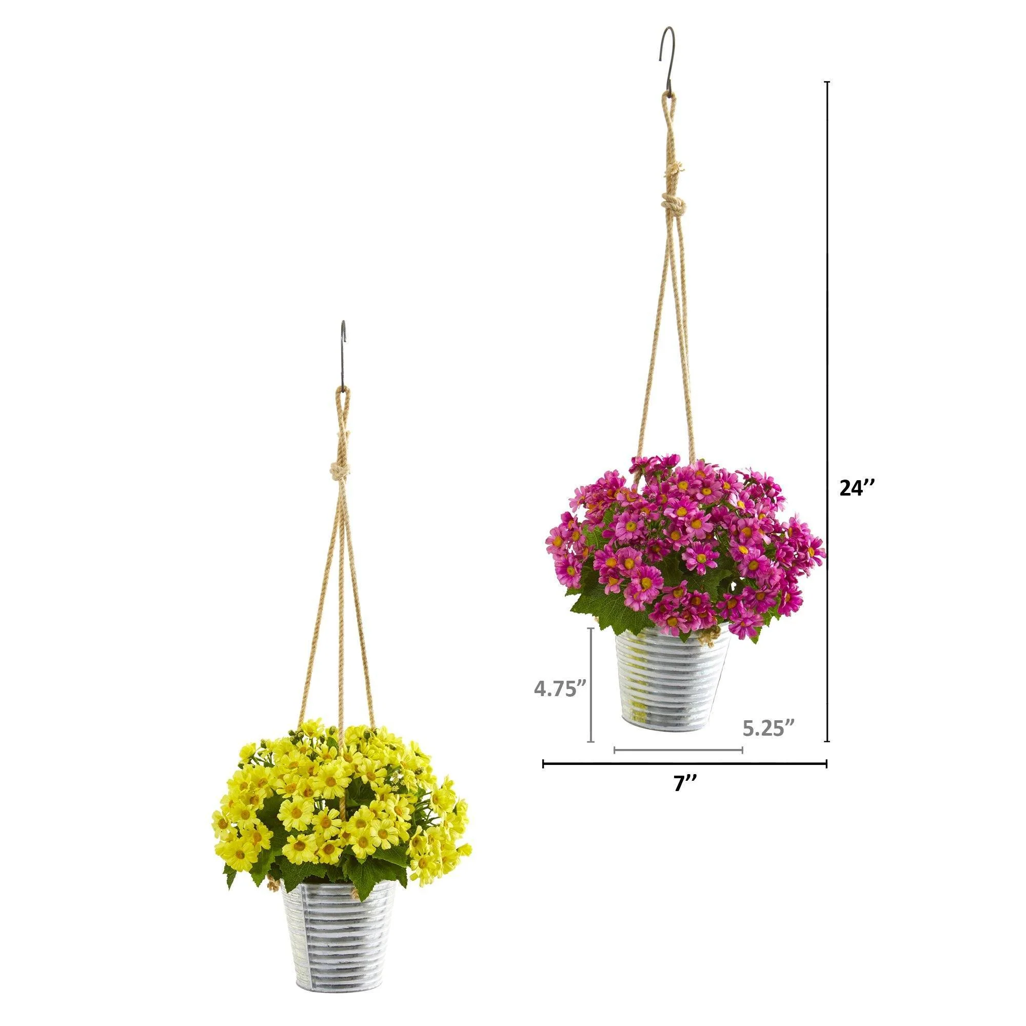 24” Daisy Arrangement in Hanging Bucket (Set of 2) - Image 4