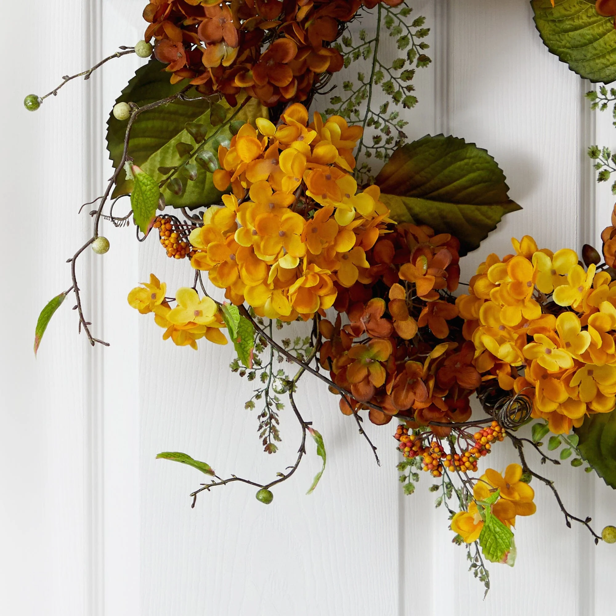 24” Fall Hydrangea Artificial Autumn Wreath - Image 2
