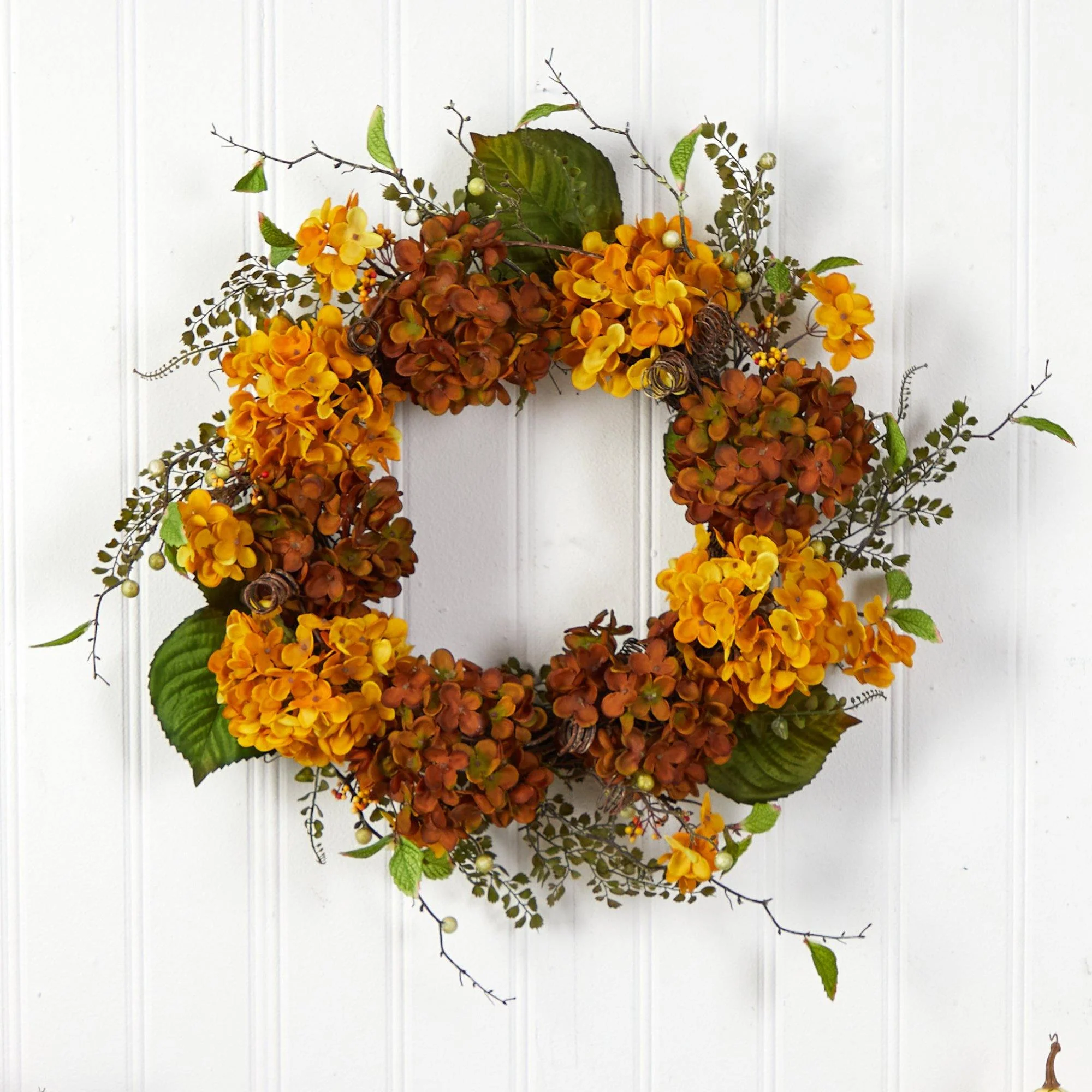 24” Fall Hydrangea Artificial Autumn Wreath - Image 5